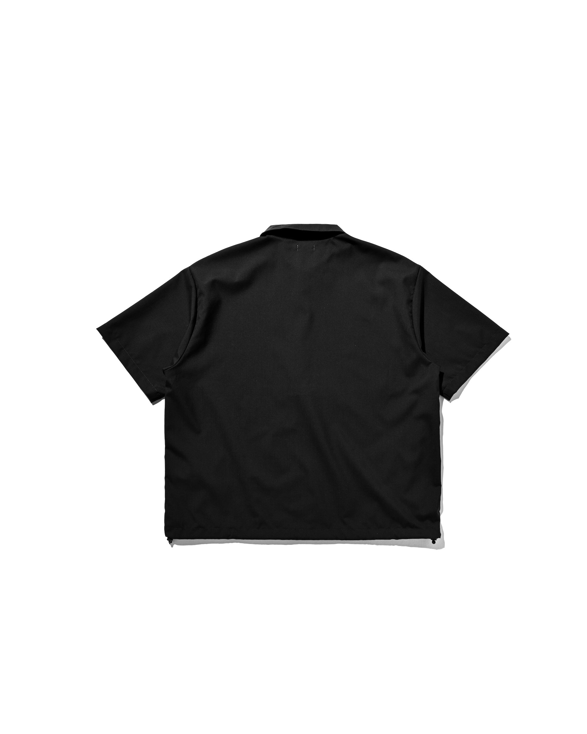 TROPICAL WOOL CITY S/S HALF ZIP SHIRT (BLACK)