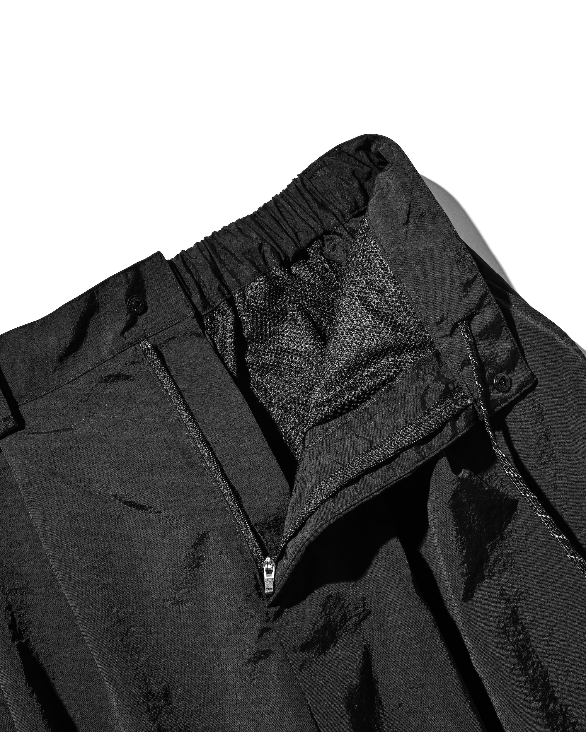【10.15 WED 20:00- IN STOCK】WATER REPELLENT NYLON CITY UNIFORM WIDE TAPERED PANTS FOR YGM (BLACK×WHITE)