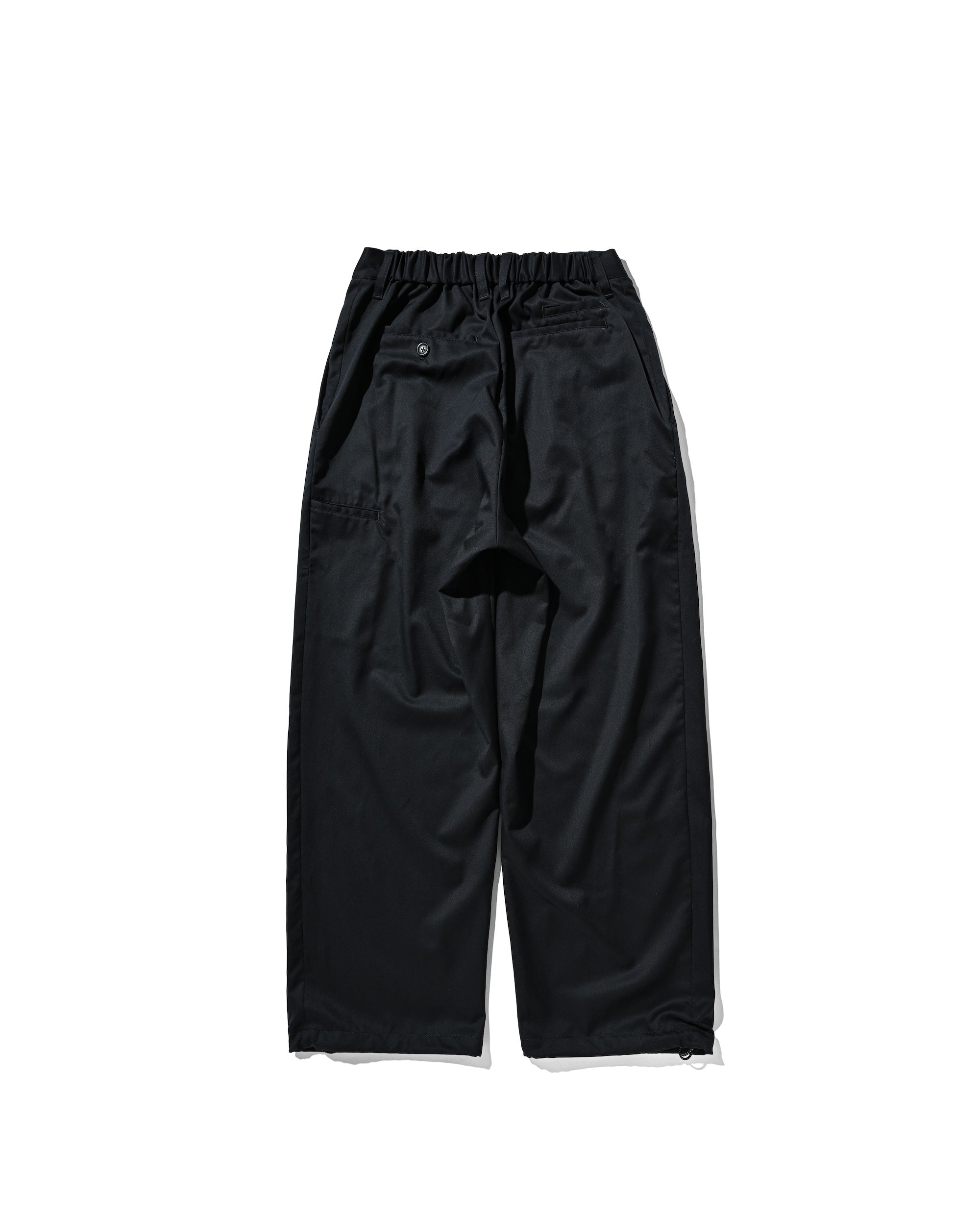 WOOL GABARDINE CITY UNIFORM WIDE STRAIGHT PANTS (NAVY)