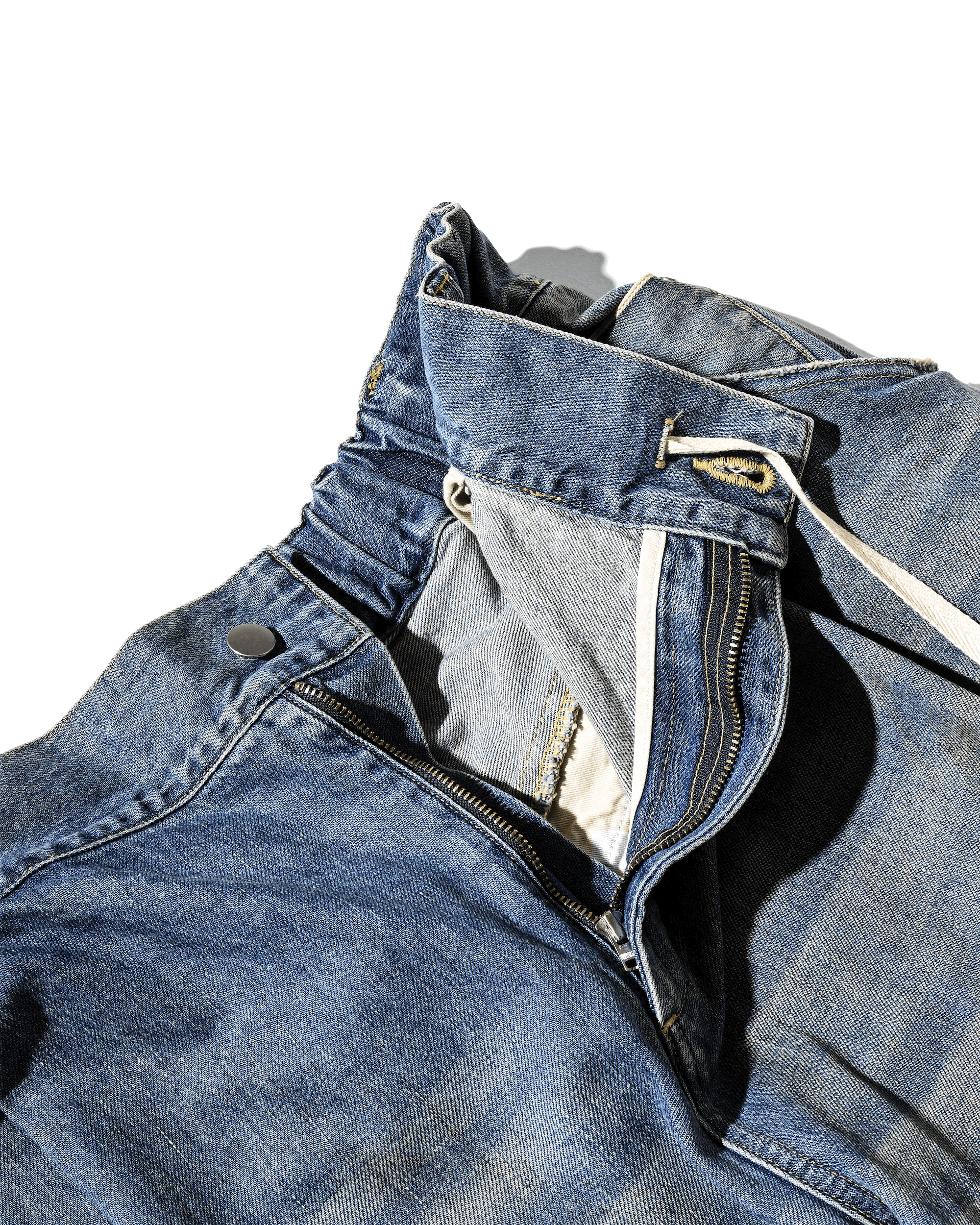 【10.1 WED 20:00- IN STOCK】VINTAGE DYED SELVEDGE DENIM BARREL LEG PANTS (VINTAGE LIGHT INDIGO)