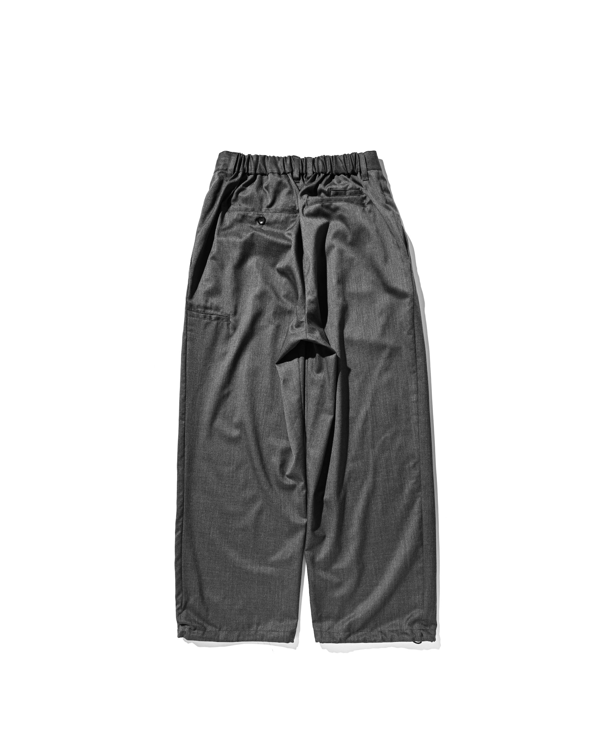 WOOL GABARDINE CITY UNIFORM WIDE STRAIGHT PANTS (GRAY)