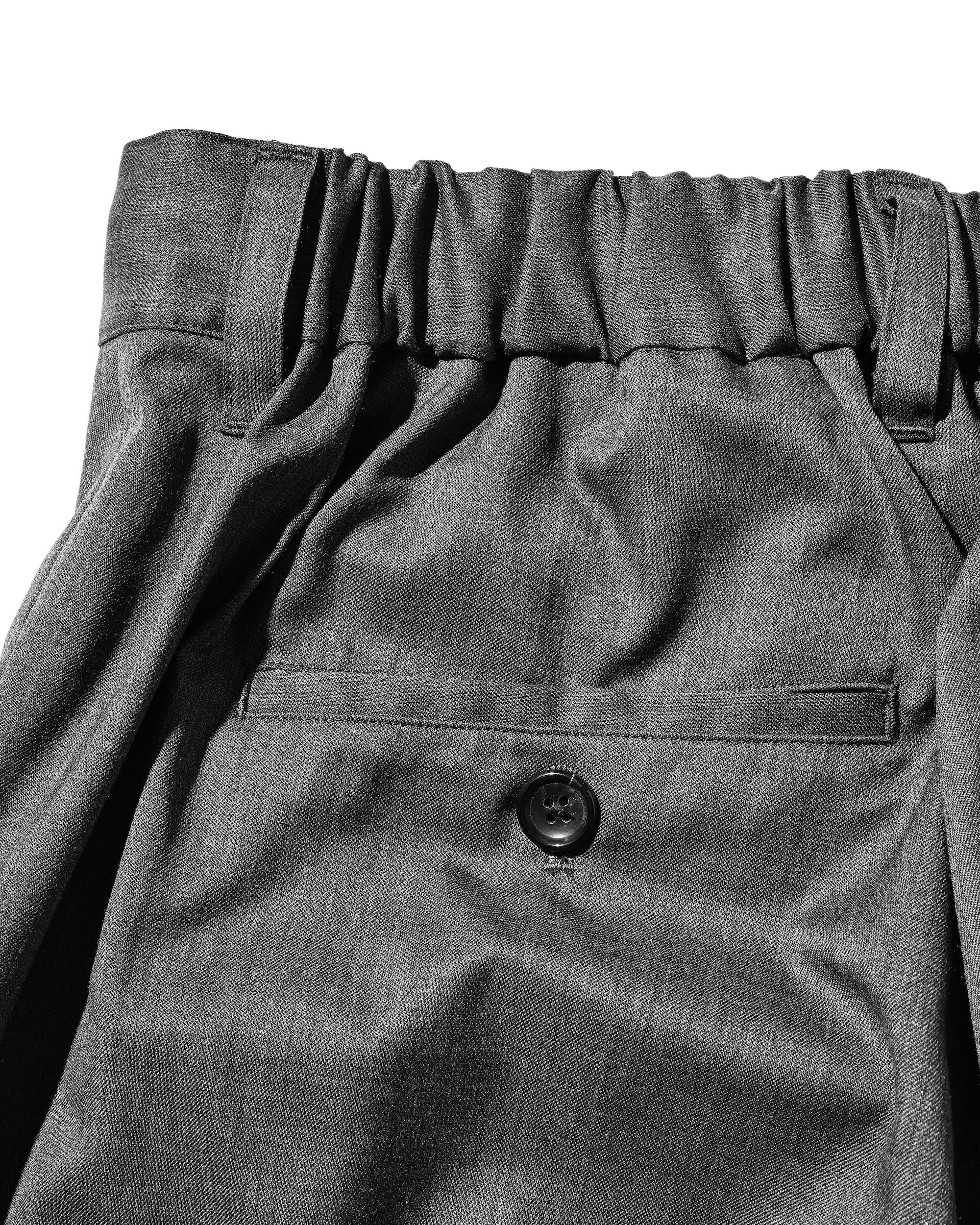 WOOL GABARDINE CITY UNIFORM WIDE STRAIGHT PANTS (GRAY)