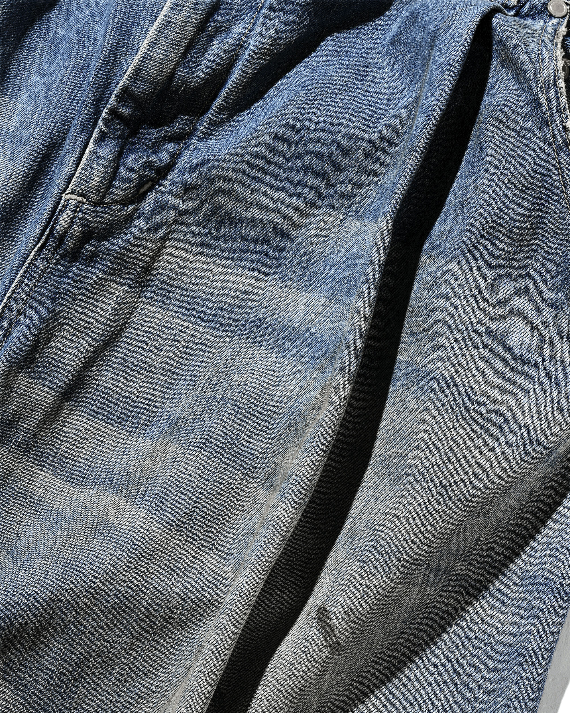 【10.1 WED 20:00- IN STOCK】VINTAGE DYED SELVEDGE DENIM BARREL LEG PANTS (VINTAGE LIGHT INDIGO)