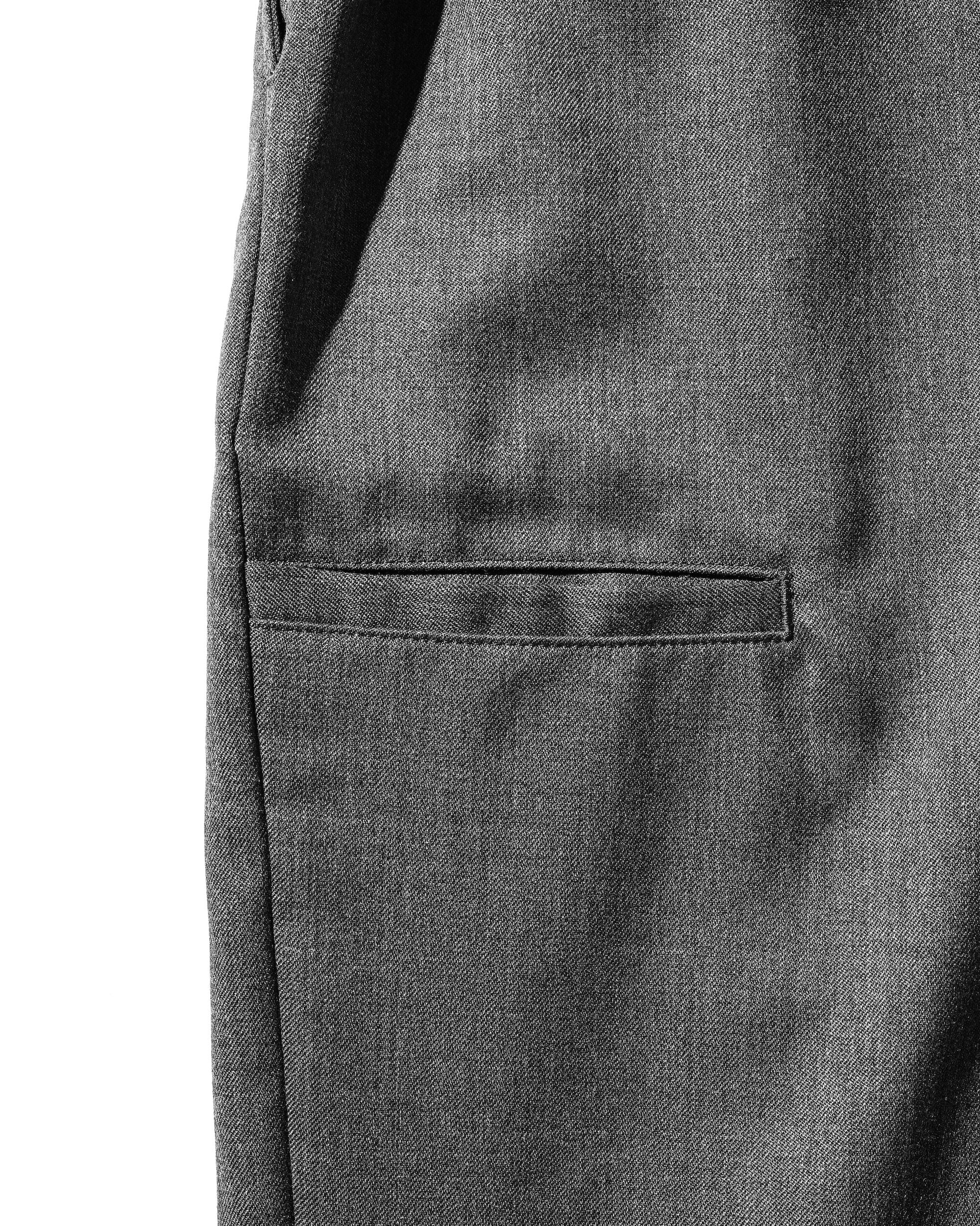 WOOL GABARDINE CITY UNIFORM WIDE STRAIGHT PANTS (GRAY)