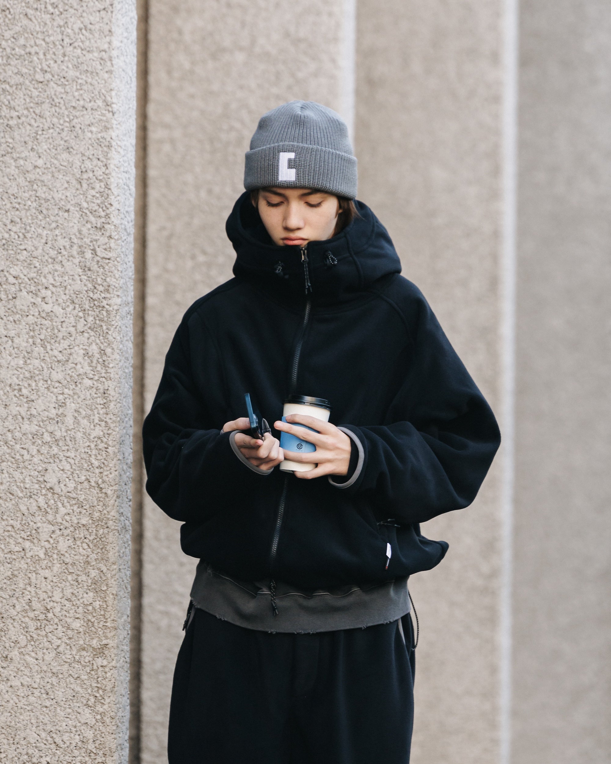 【10.12 SUN 20:00- IN STOCK】“C” COTTON KNIT CAP 001 (GRAY)