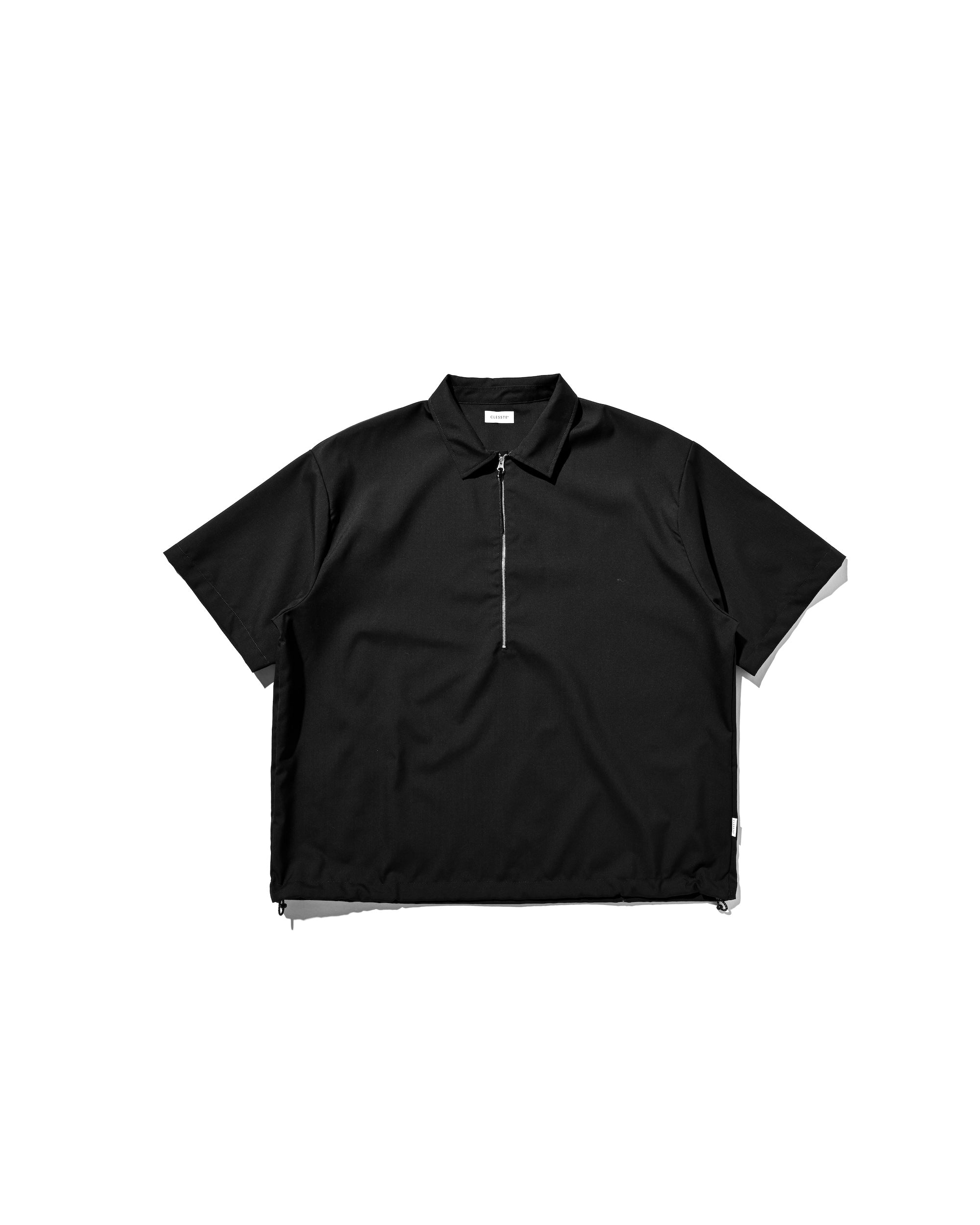 TROPICAL WOOL CITY S/S HALF ZIP SHIRT (BLACK)