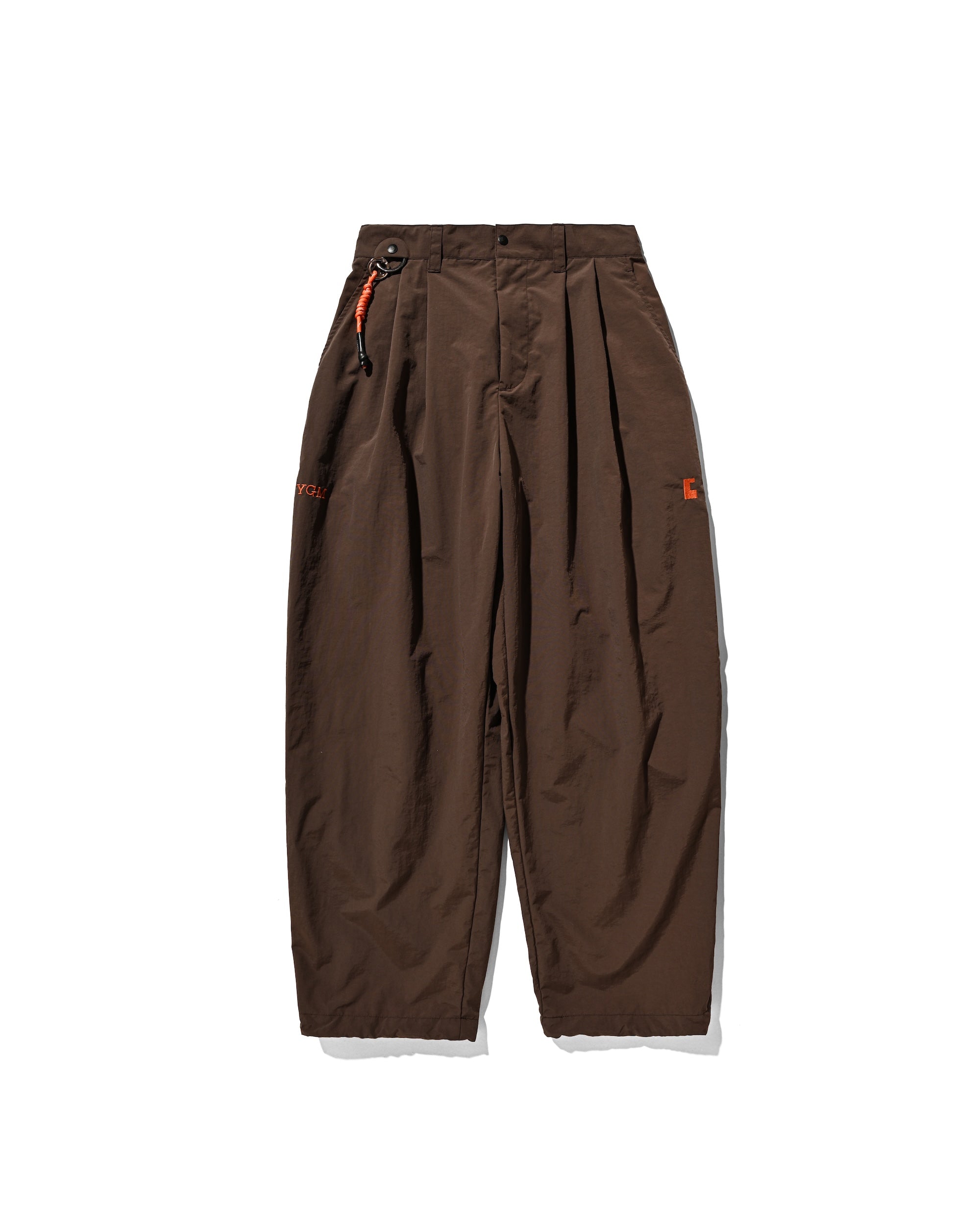【10.15 WED 20:00- IN STOCK】WATER REPELLENT NYLON CITY UNIFORM WIDE TAPERED PANTS FOR YGM (BROWN×ORANGE)
