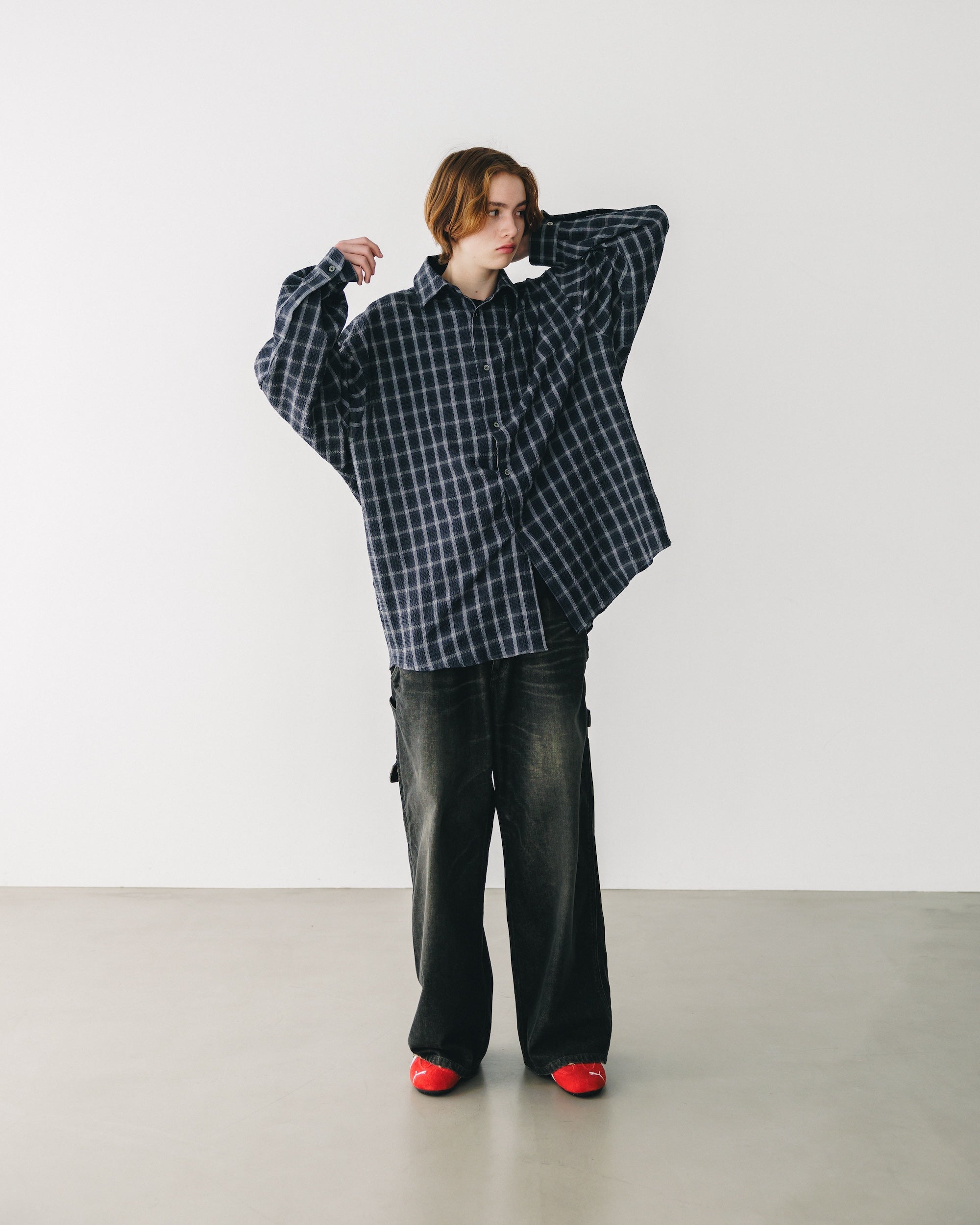 【11.5 WED 20:00- IN STOCK】VINTAGE DYED SELVEDGE DENIM WORKER PANTS (VINTAGE BLACK)