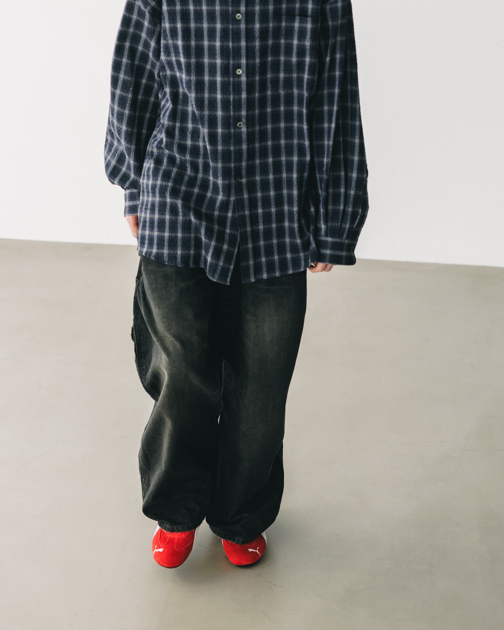 VINTAGE DYED SELVEDGE DENIM WORKER PANTS (VINTAGE BLACK)