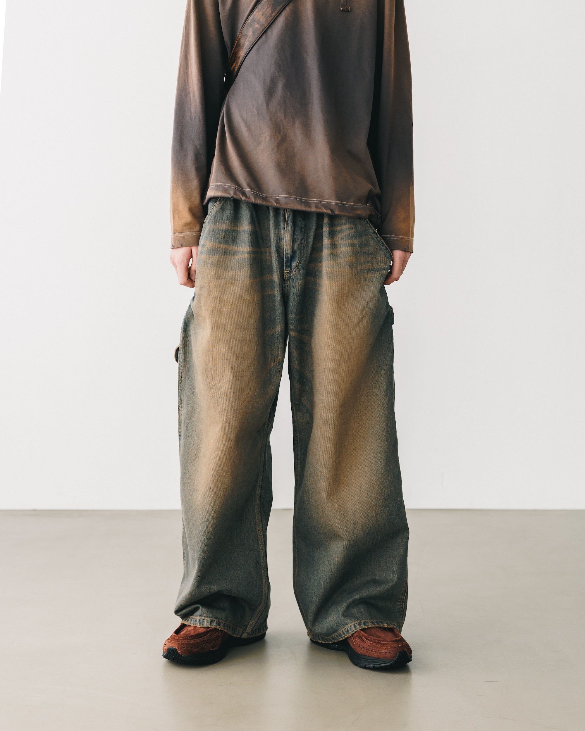 【11.5 WED 20:00- IN STOCK】VINTAGE DYED SELVEDGE DENIM WORKER PANTS (VINTAGE BROWN)
