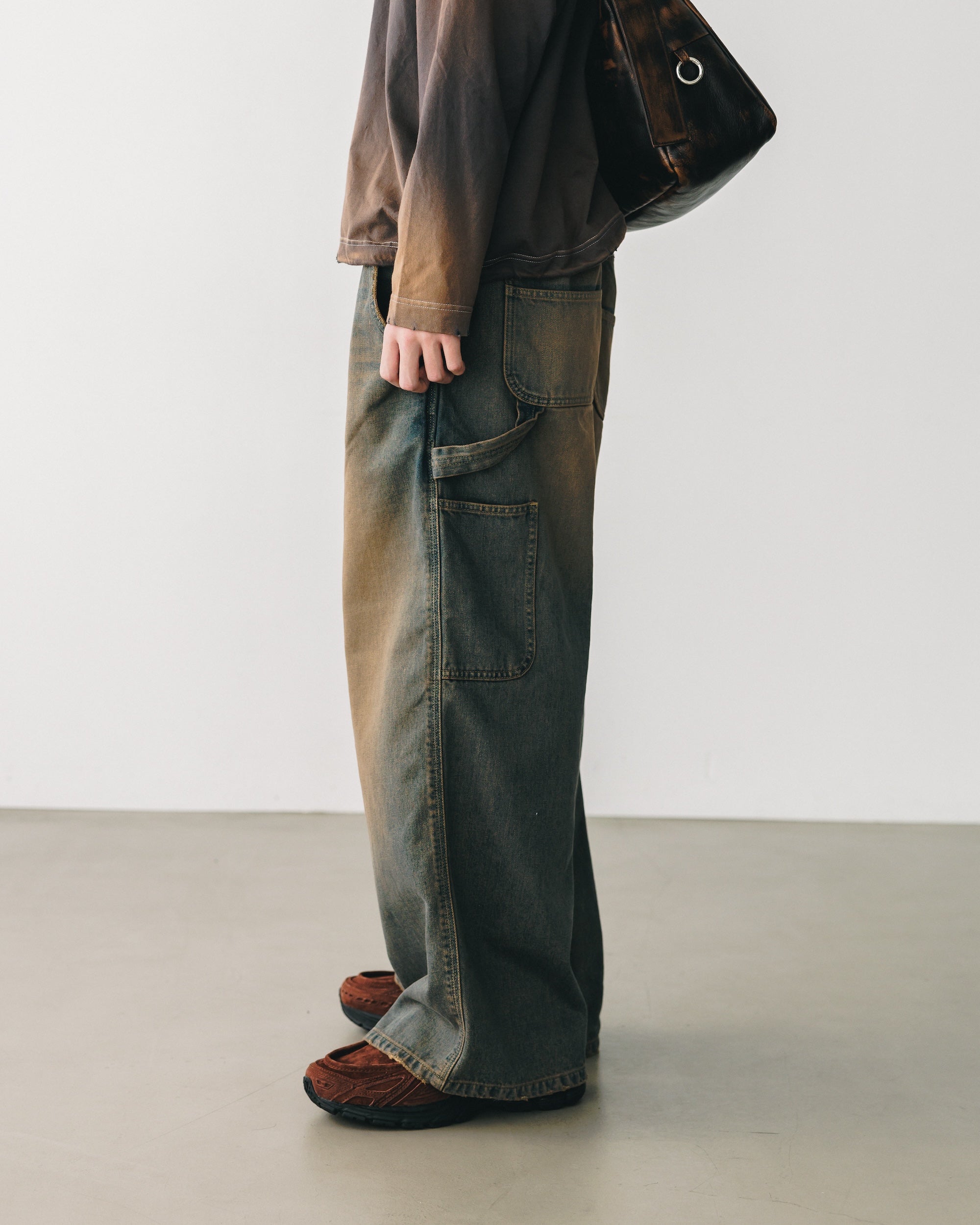 【11.5 WED 20:00- IN STOCK】VINTAGE DYED SELVEDGE DENIM WORKER PANTS (VINTAGE BROWN)