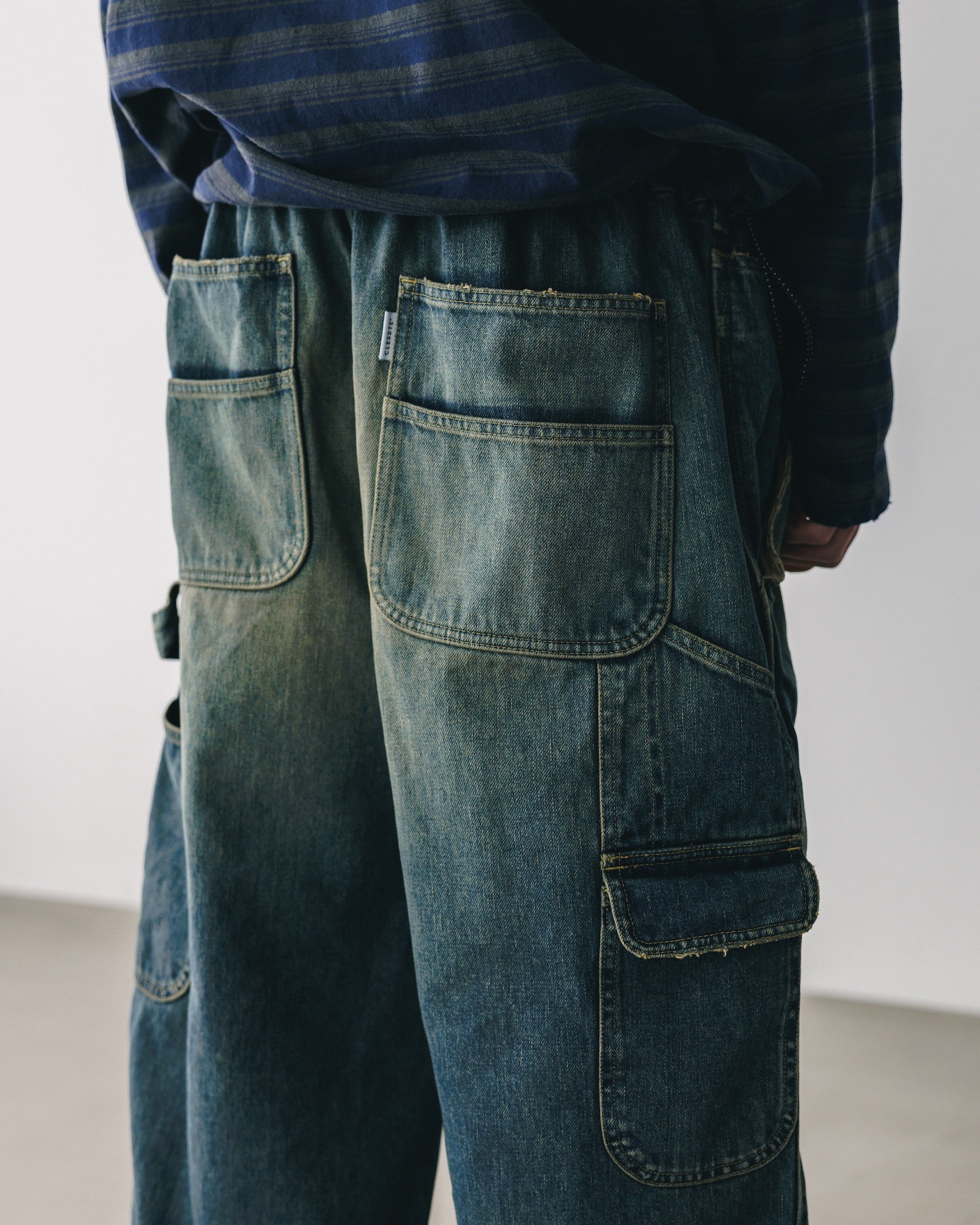 VINTAGE DYED SELVEDGE DENIM WORKER PANTS (VINTAGE INDIGO)