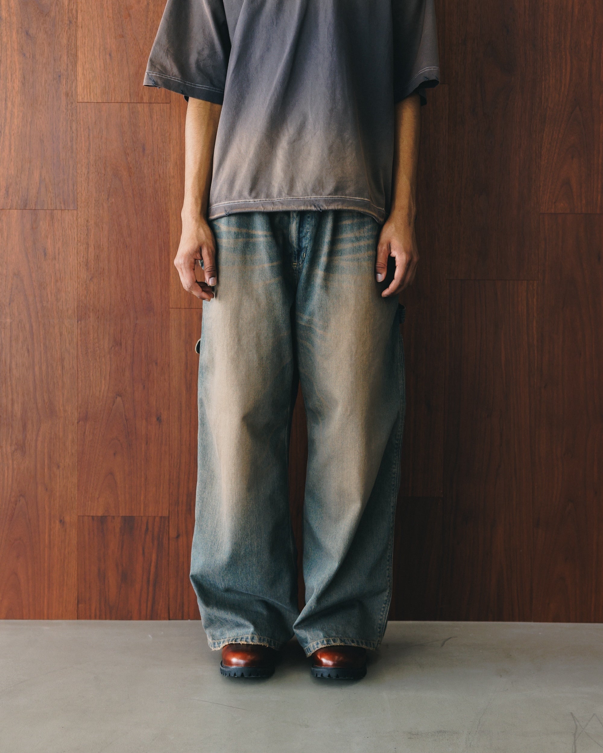 【11.5 WED 20:00- IN STOCK】VINTAGE DYED SELVEDGE DENIM WORKER PANTS (VINTAGE BROWN)