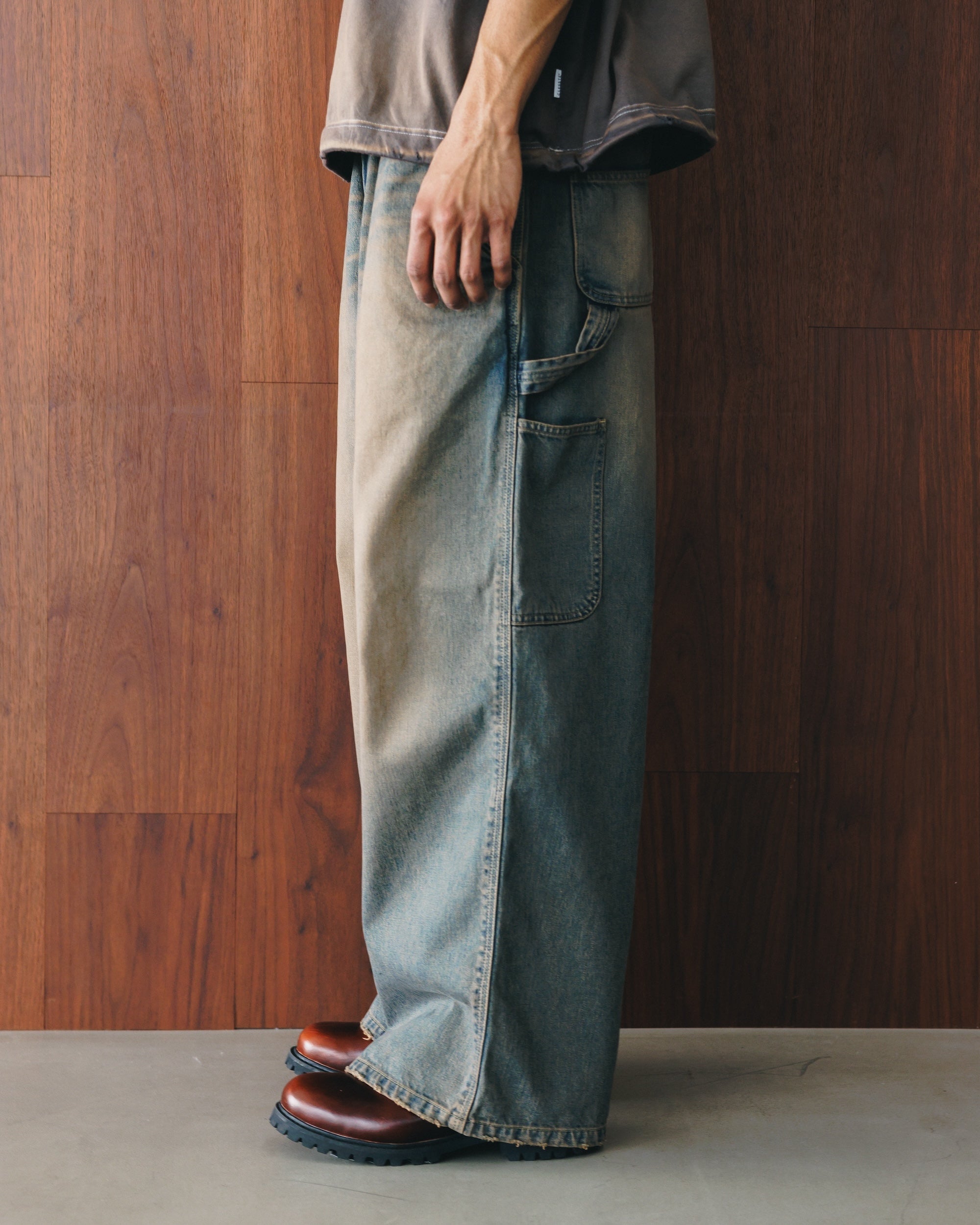 【11.5 WED 20:00- IN STOCK】VINTAGE DYED SELVEDGE DENIM WORKER PANTS (VINTAGE BROWN)