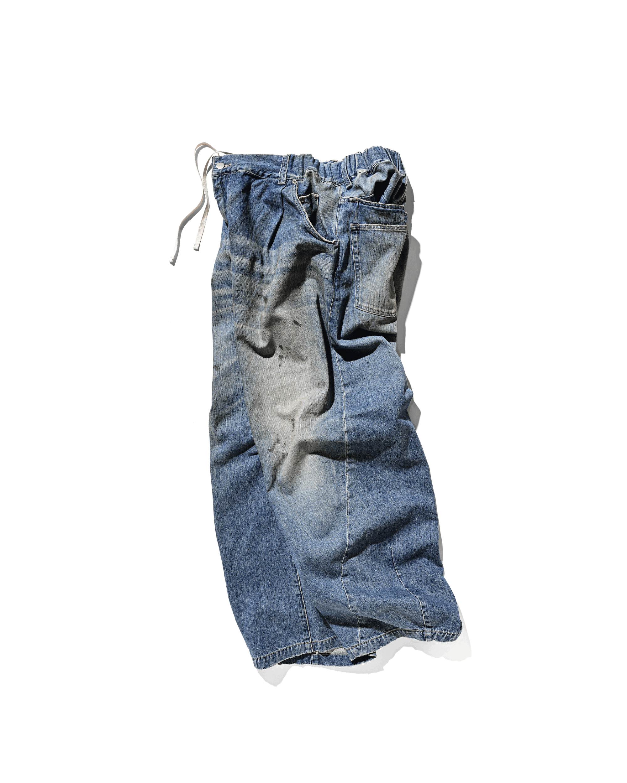 【10.1 WED 20:00- IN STOCK】VINTAGE DYED SELVEDGE DENIM BARREL LEG PANTS (VINTAGE LIGHT INDIGO)