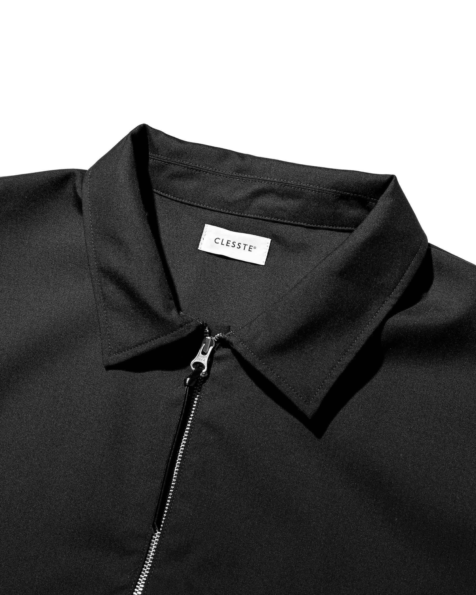 TROPICAL WOOL CITY S/S HALF ZIP SHIRT (BLACK)