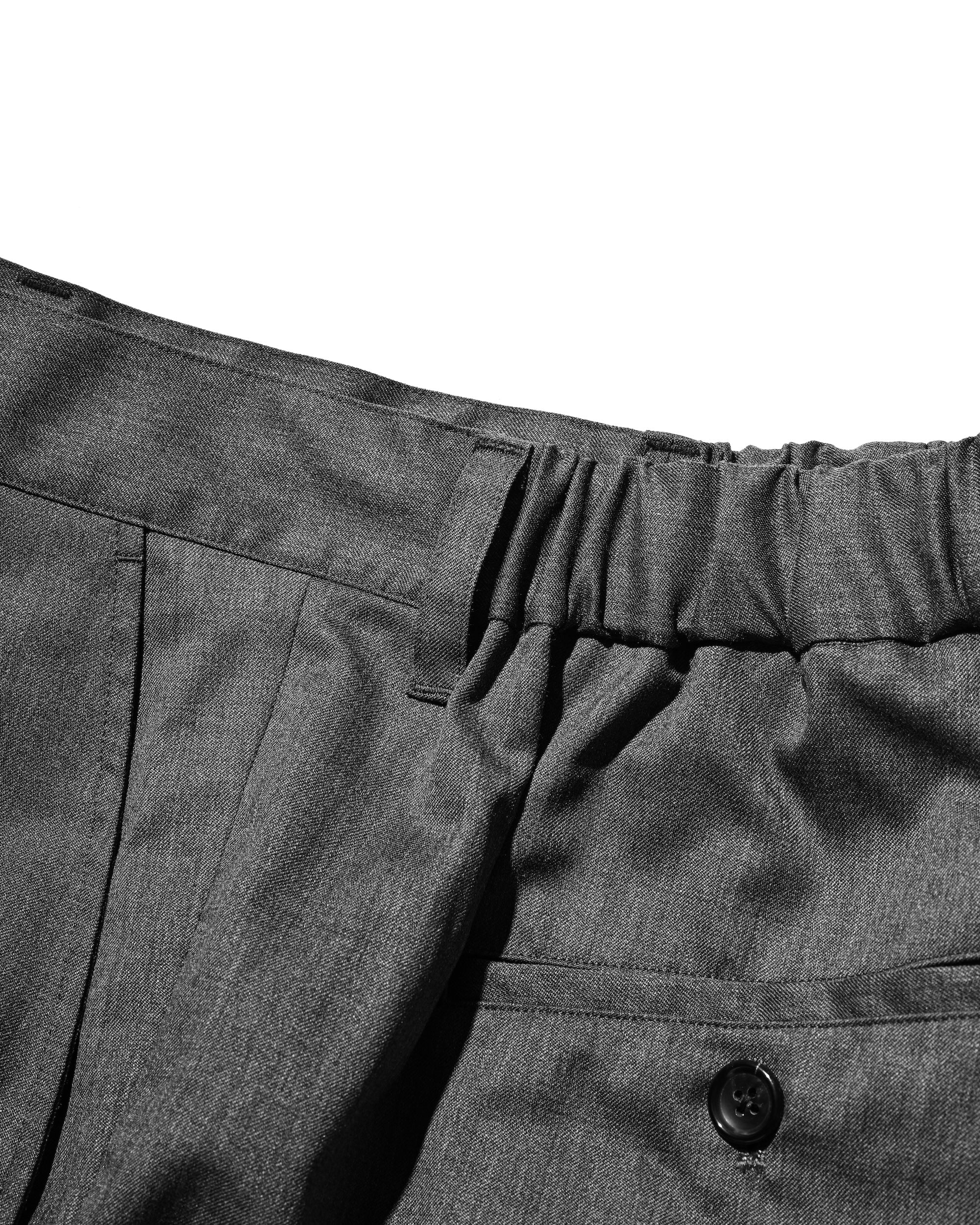 WOOL GABARDINE CITY UNIFORM WIDE STRAIGHT PANTS (GRAY)