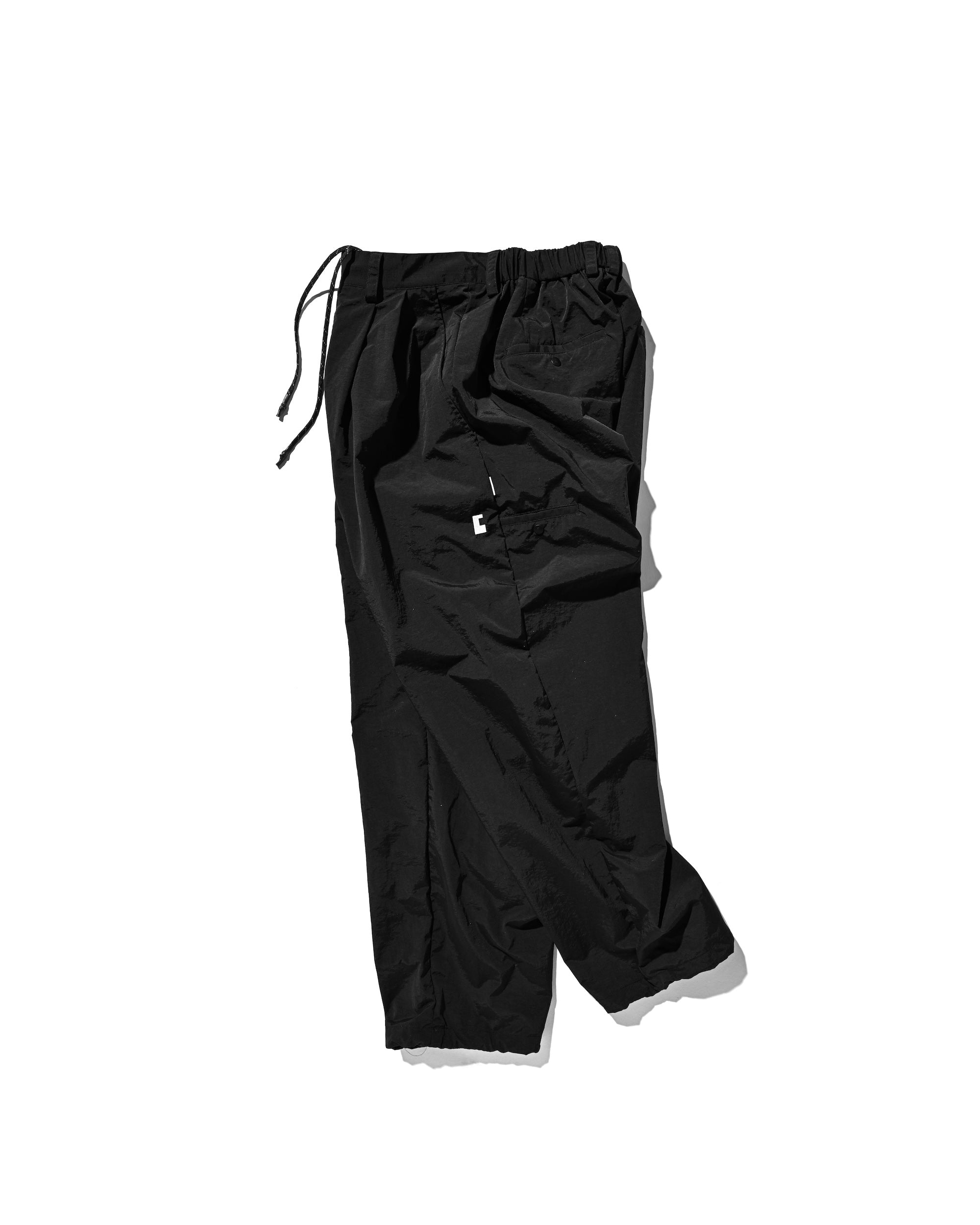 【10.15 WED 20:00- IN STOCK】WATER REPELLENT NYLON CITY UNIFORM WIDE TAPERED PANTS FOR YGM (BLACK×WHITE)