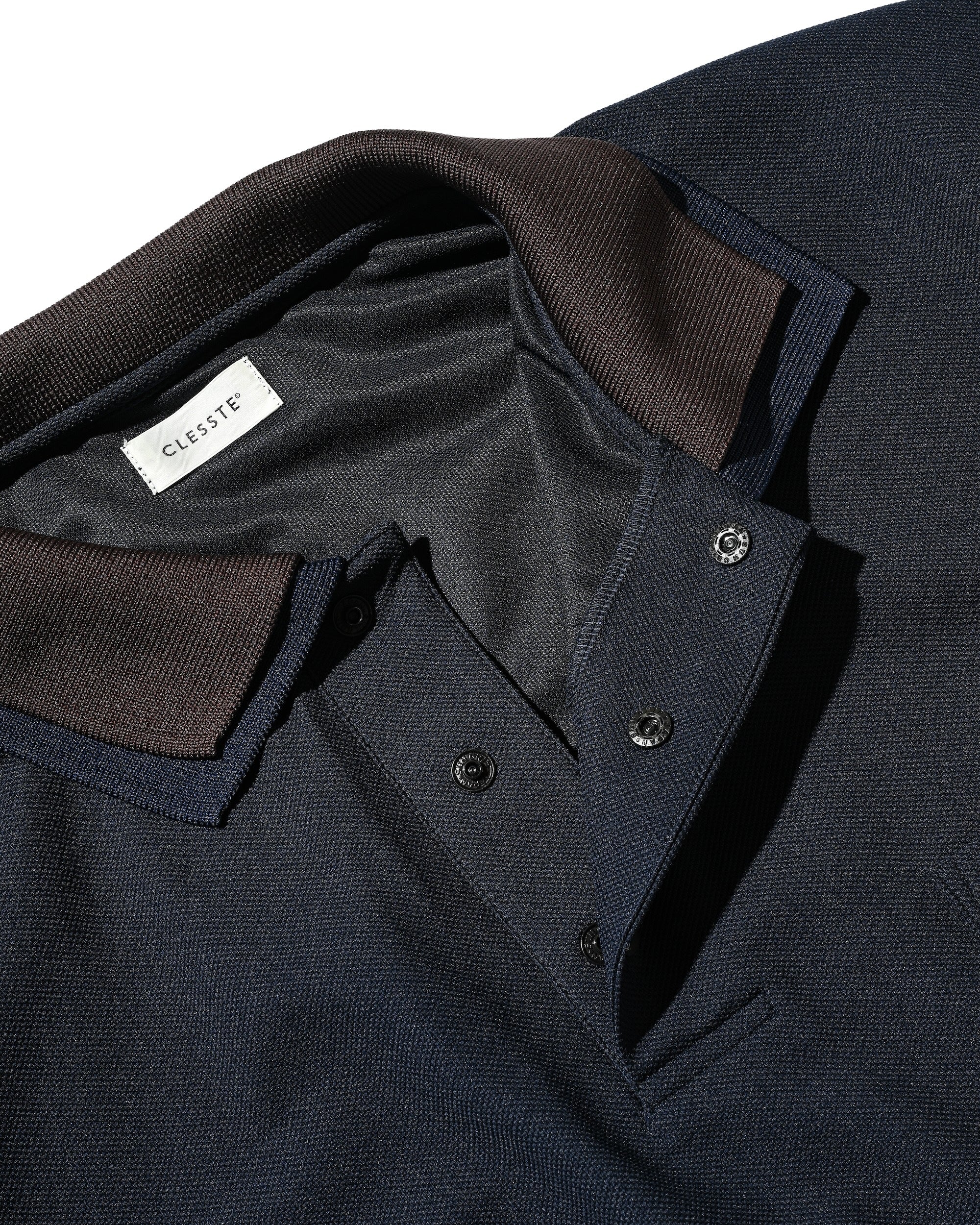 【7.11 SAT 20:00- IN STOCK】ACTIVE CITY S/S DOUBLE COLLAR POLO SHIRT (NAVY×BROWN)