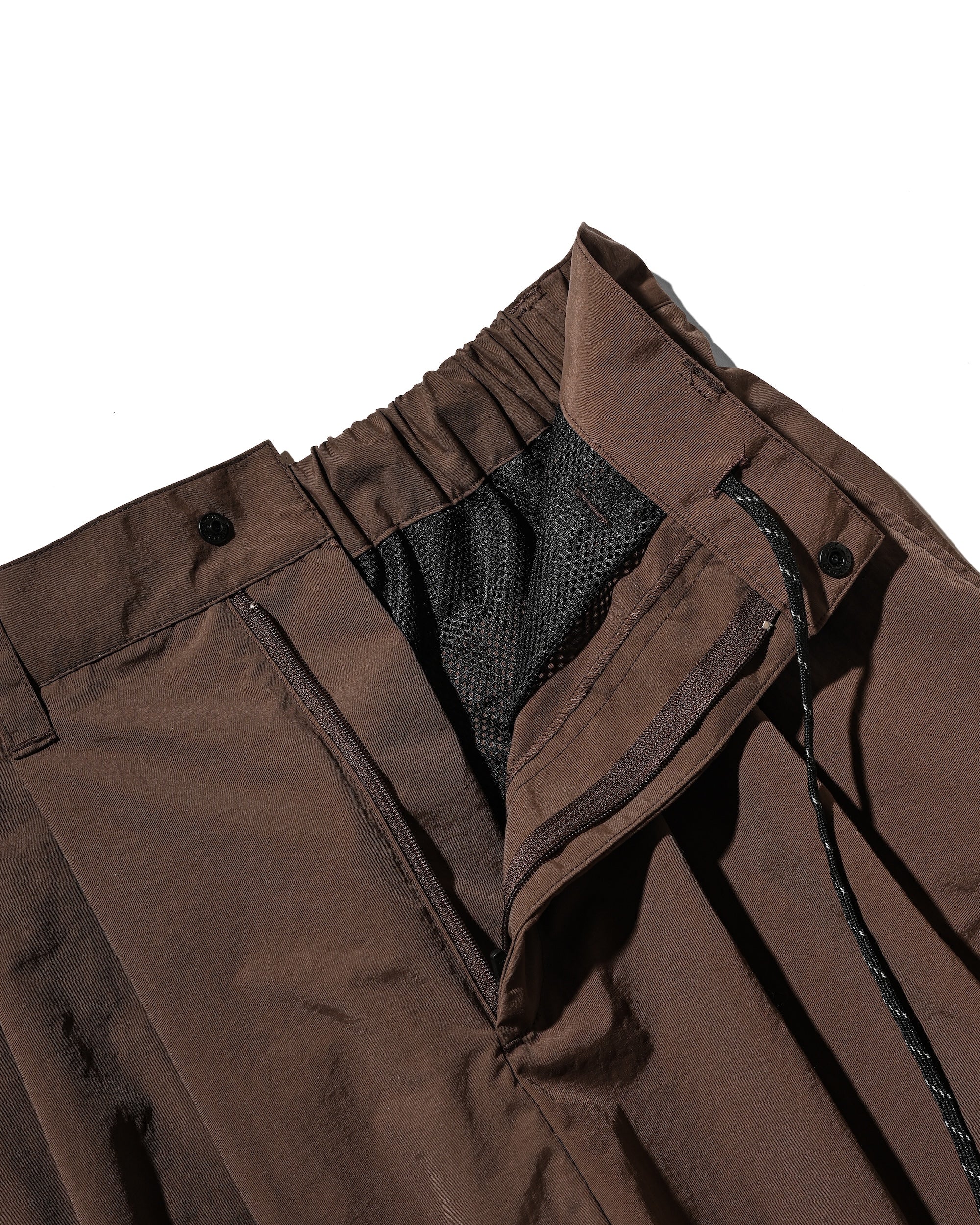 【10.15 WED 20:00- IN STOCK】WATER REPELLENT NYLON CITY UNIFORM WIDE TAPERED PANTS FOR YGM (BROWN×ORANGE)