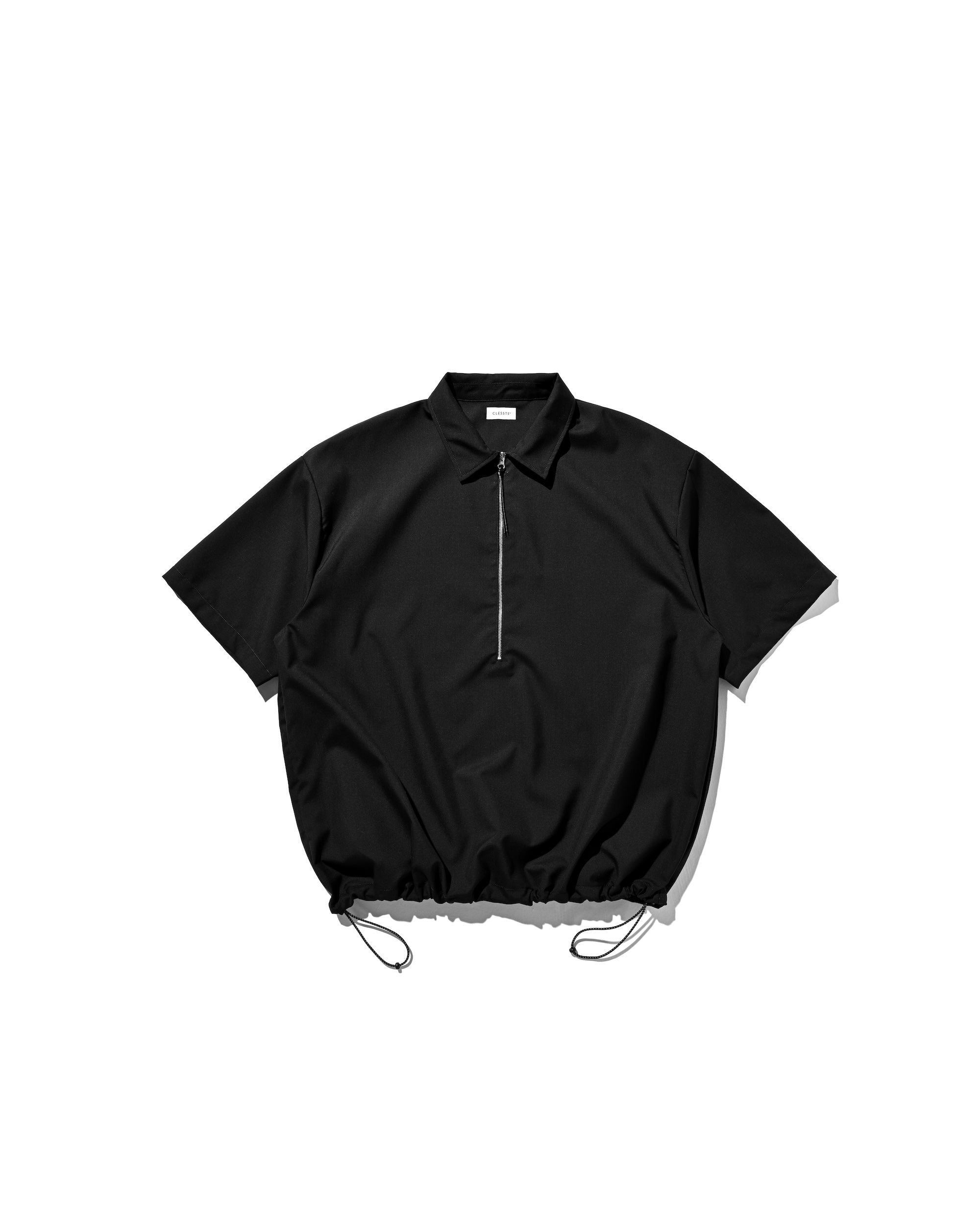 TROPICAL WOOL CITY S/S HALF ZIP SHIRT (BLACK)