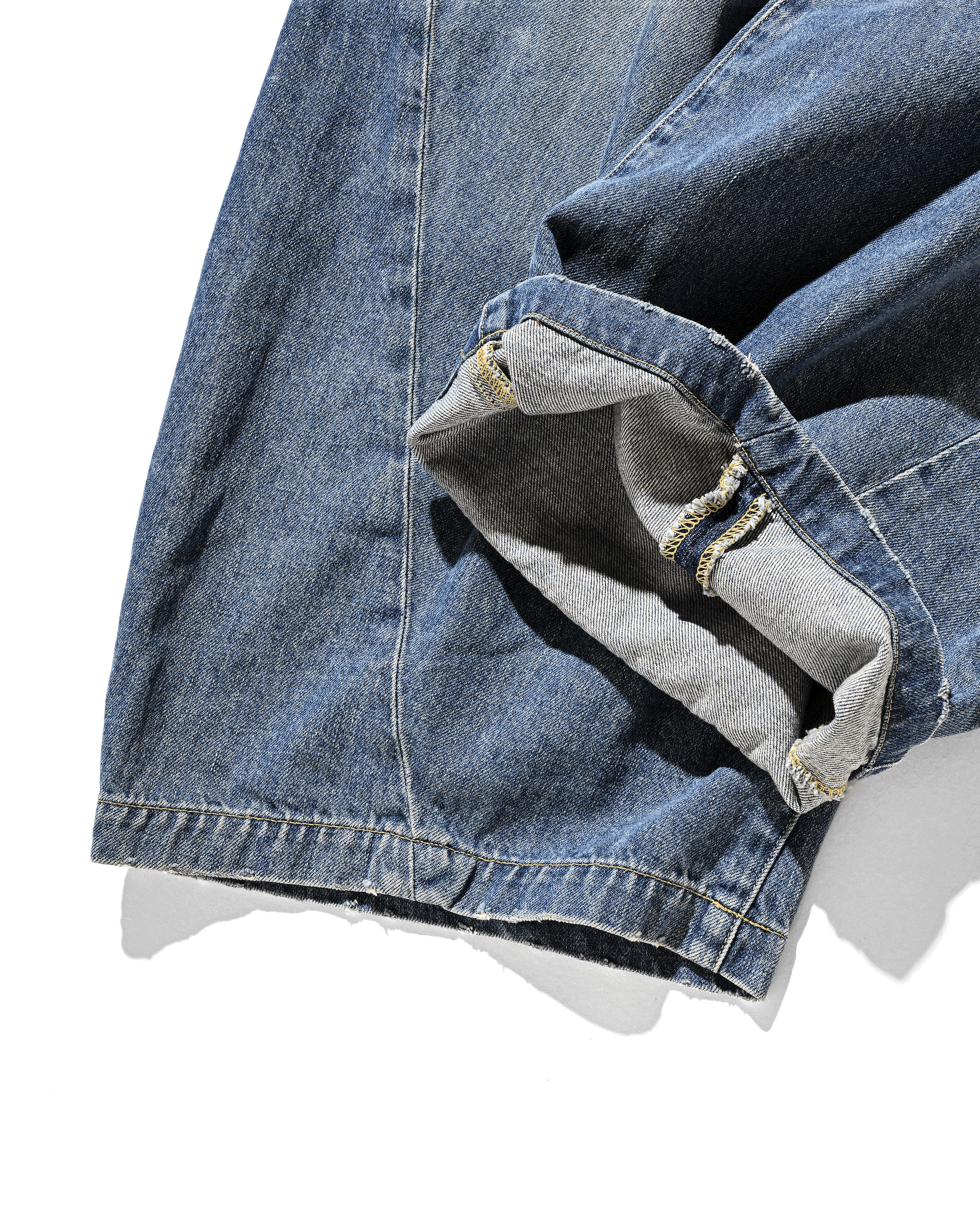 【10.1 WED 20:00- IN STOCK】VINTAGE DYED SELVEDGE DENIM BARREL LEG PANTS (VINTAGE LIGHT INDIGO)