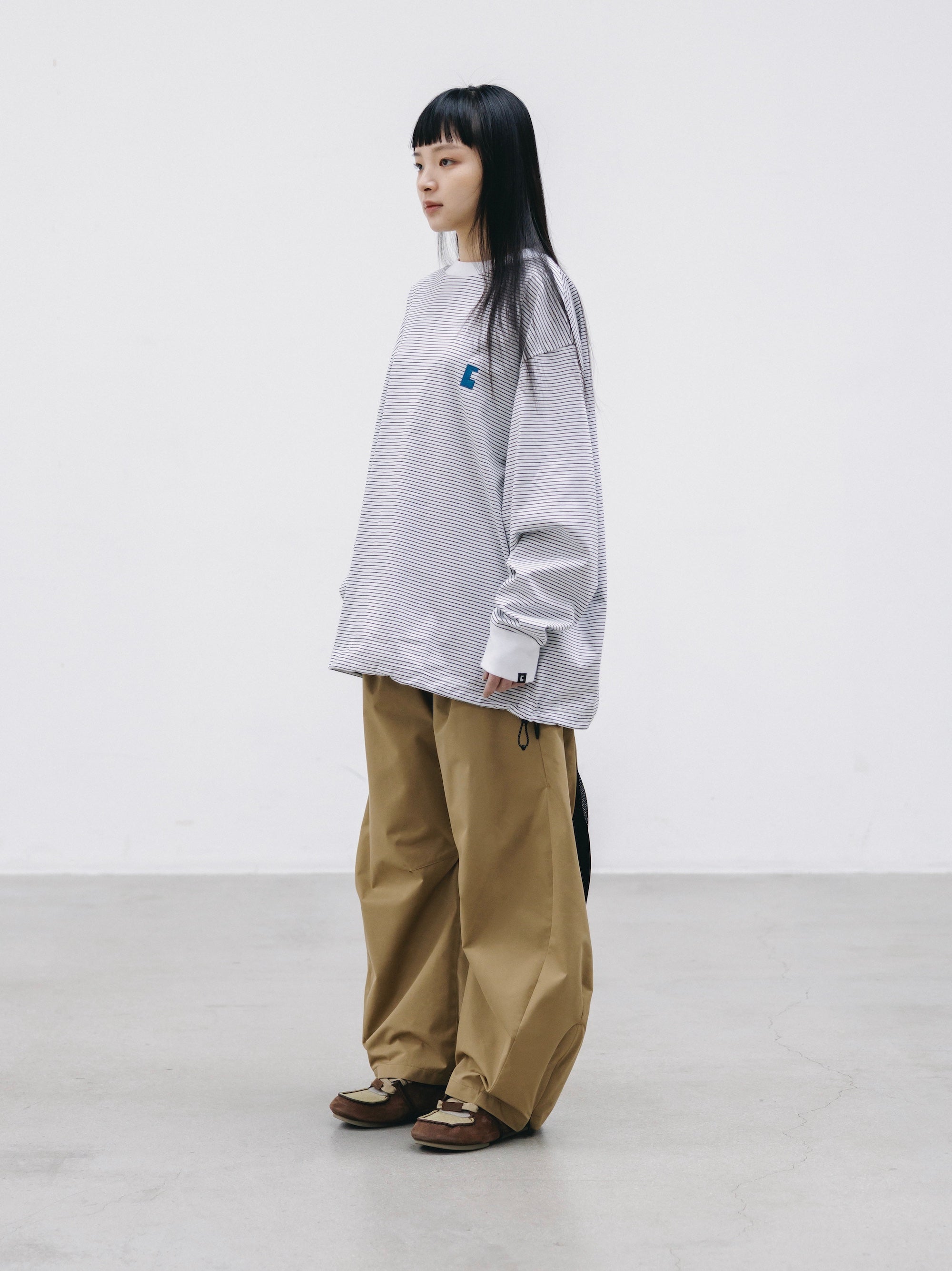 【2.28 SAT 20:00- IN STOCK】"C×CONCEPT" STRIPED L/S T-SHIRT WITH DRAWSTRINGS (WHITE×BLACK)