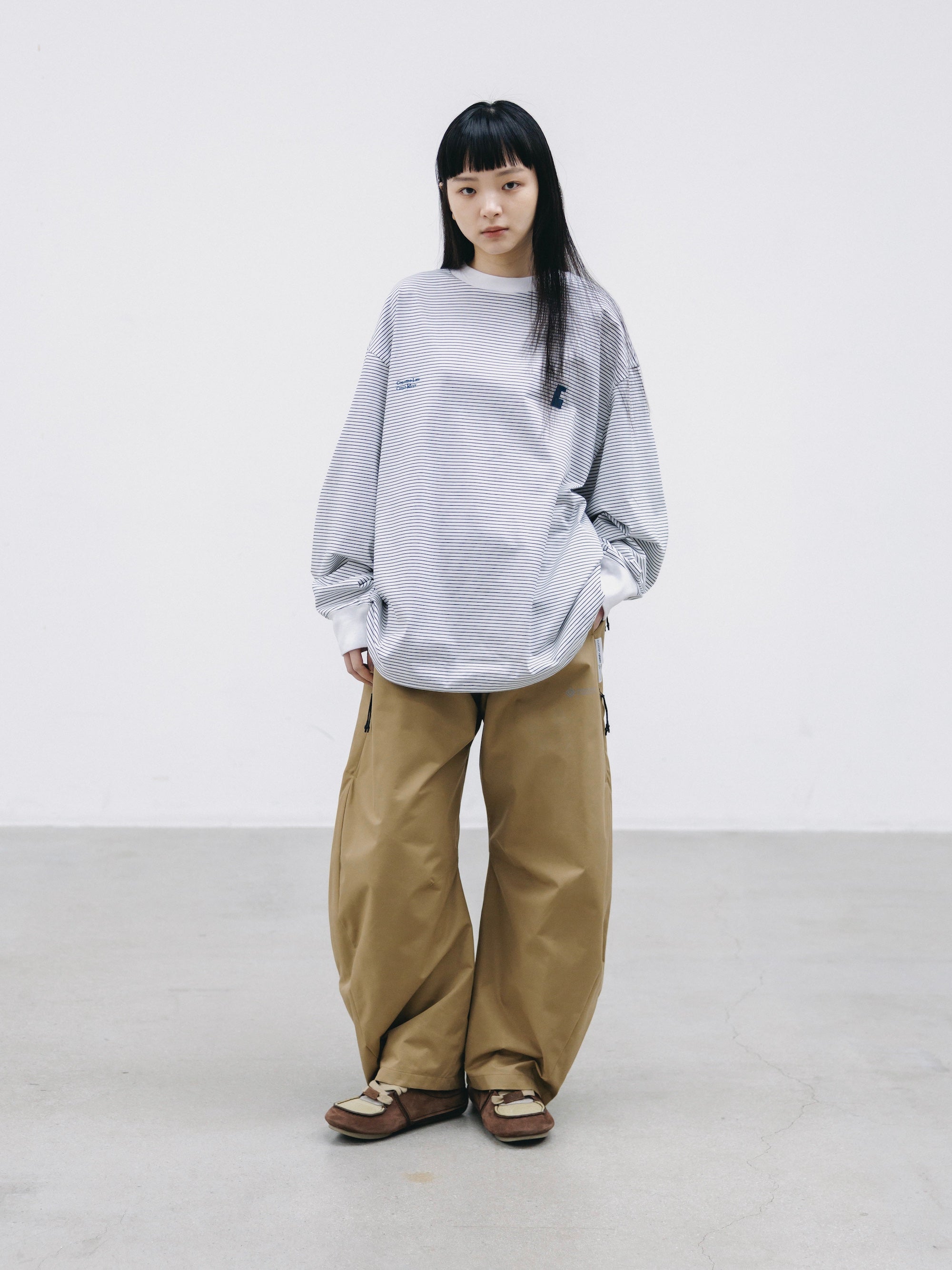 【2.28 SAT 20:00- IN STOCK】"C×CONCEPT" STRIPED L/S T-SHIRT WITH DRAWSTRINGS (WHITE×BLACK)