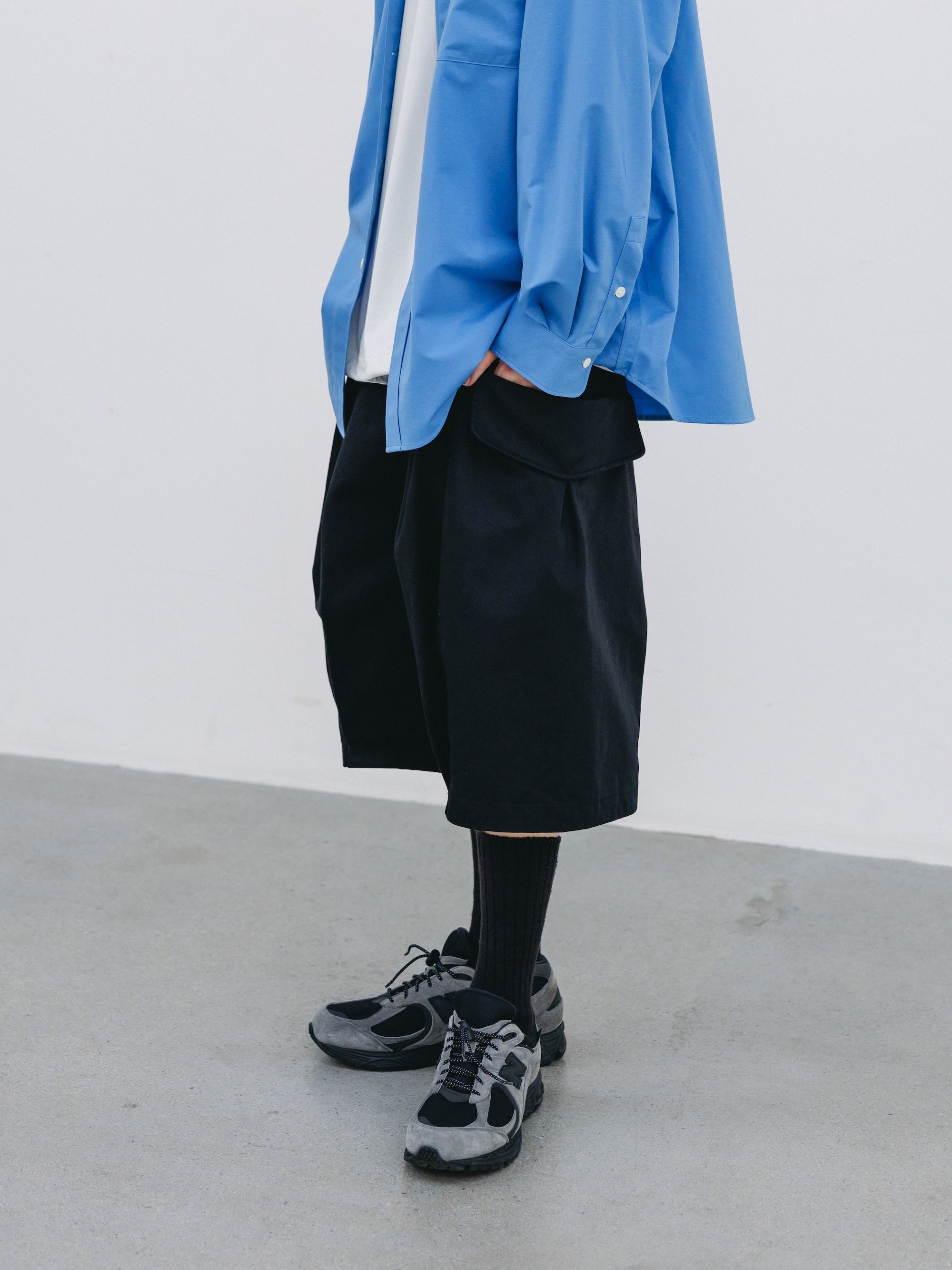 【3.14 SAT 20:00- IN STOCK】FLAP WIDE BALLOON HALF PANTS (BLACK)