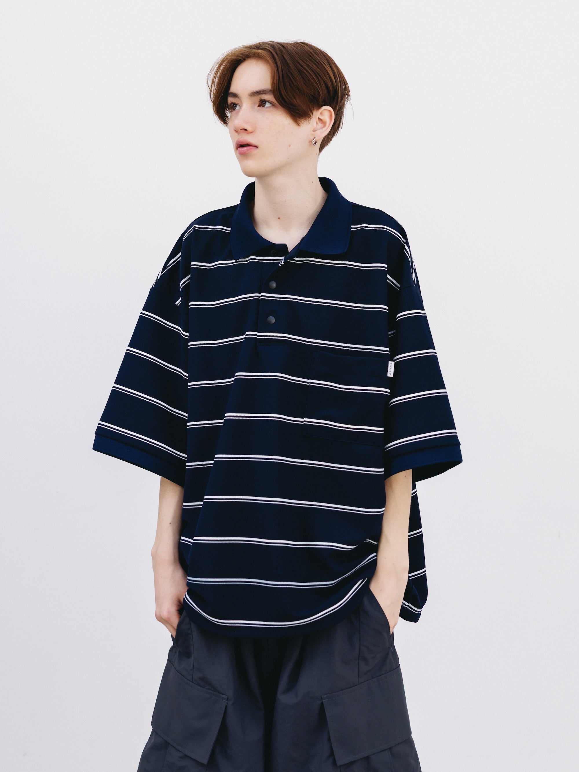 THICK/THIN STRIPE ACTIVE CITY POLO S/S SHIRTS(NAVY)