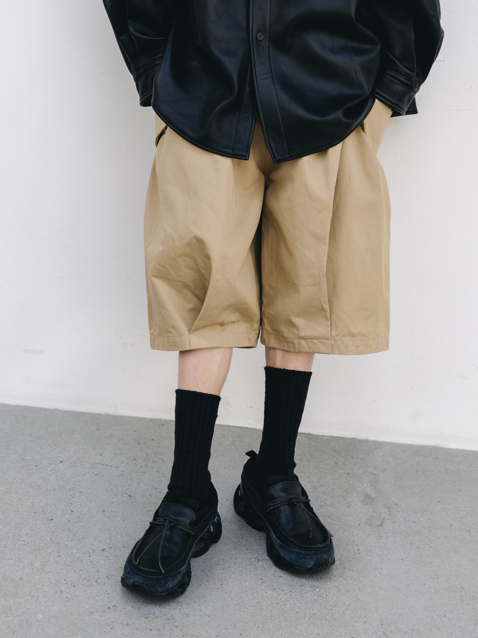 【3.14 SAT 20:00- IN STOCK】FLAP WIDE BALLOON HALF PANTS (BEIGE)