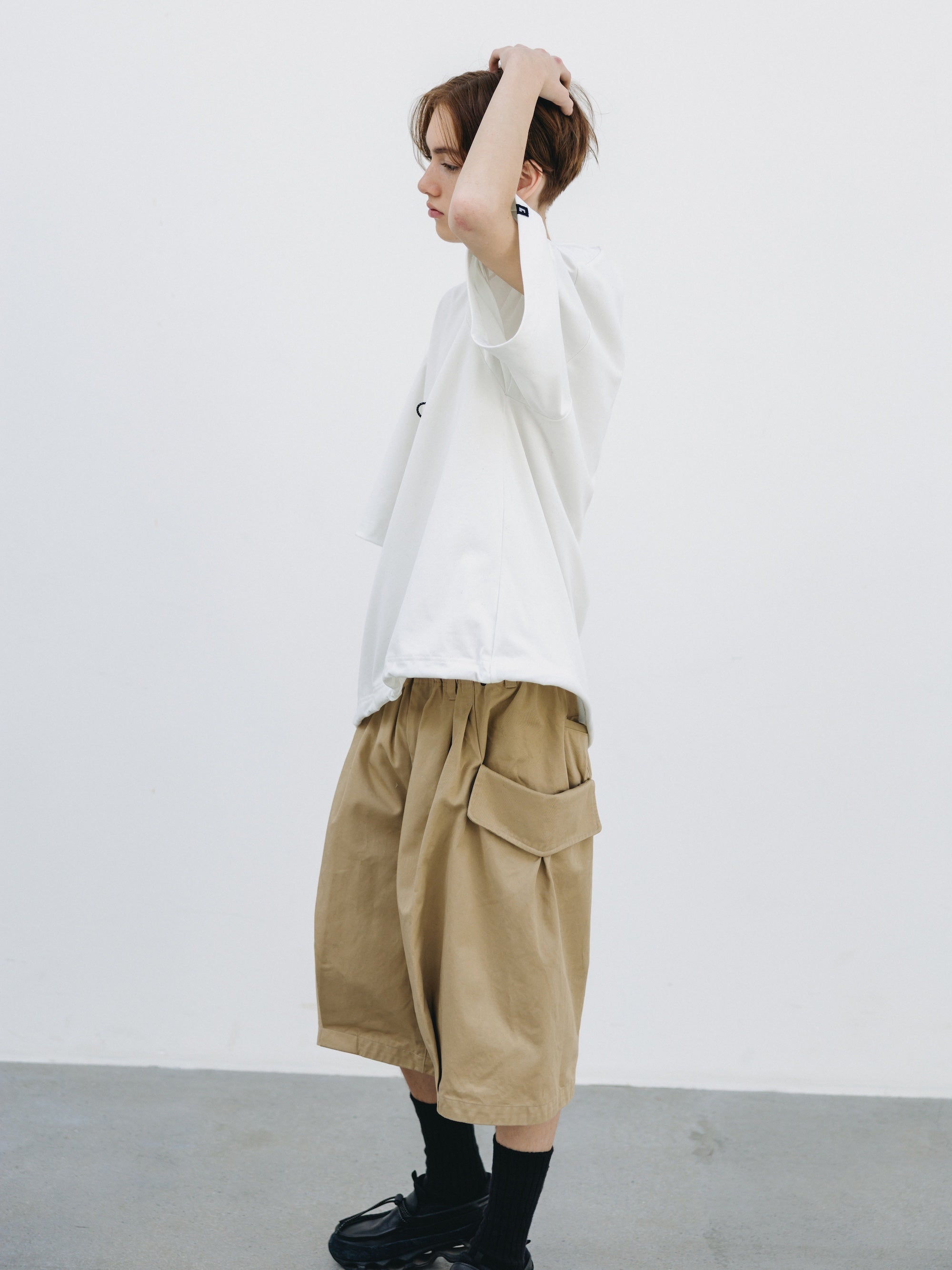 【3.14 SAT 20:00- IN STOCK】FLAP WIDE BALLOON HALF PANTS (BEIGE)