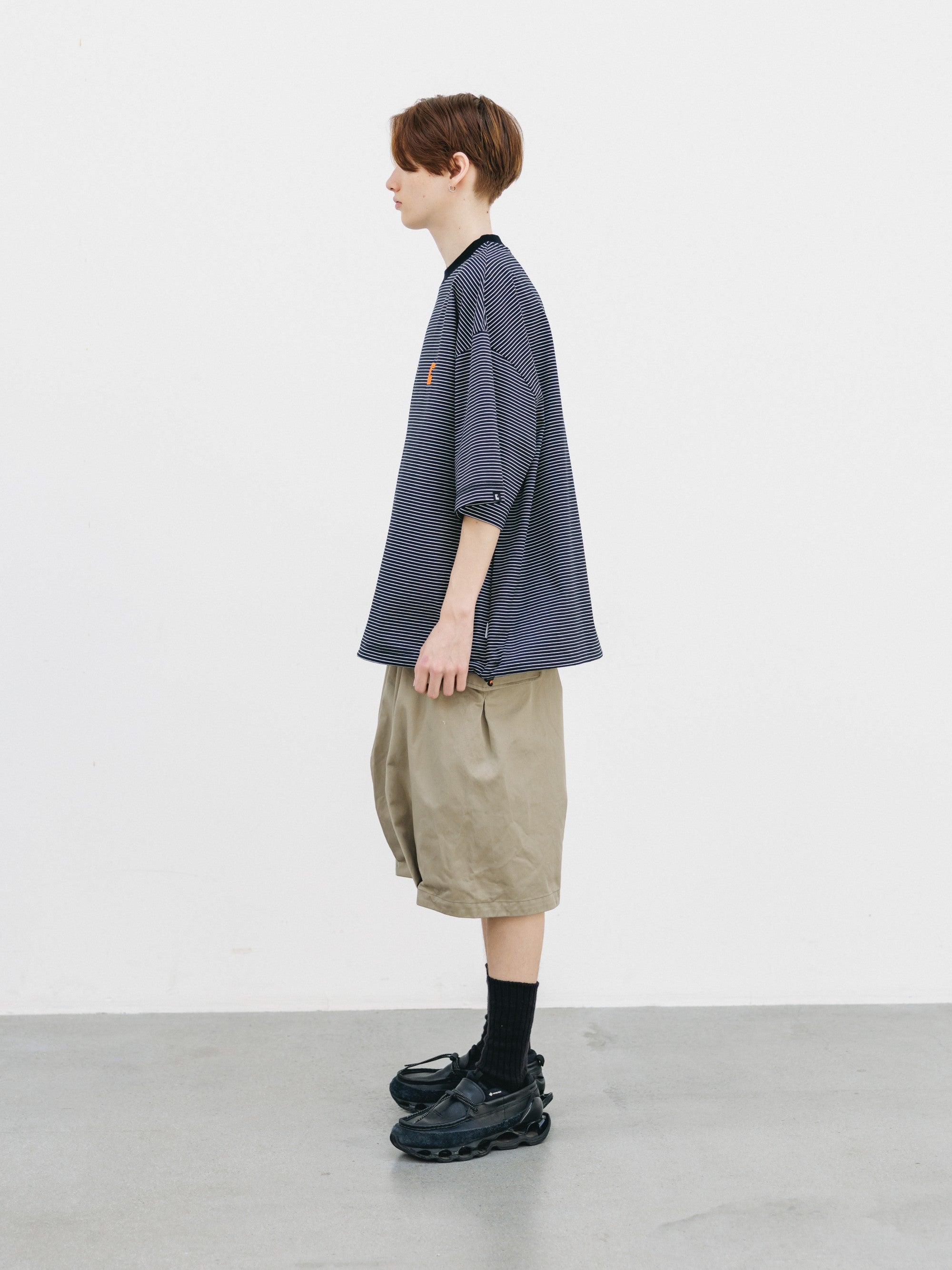【6.13 SAT 20:00- IN STOCK】"C×CONCEPT" STRIPED S/S T-SHIRT WITH DRAWSTRINGS (BLACK×WHITE)