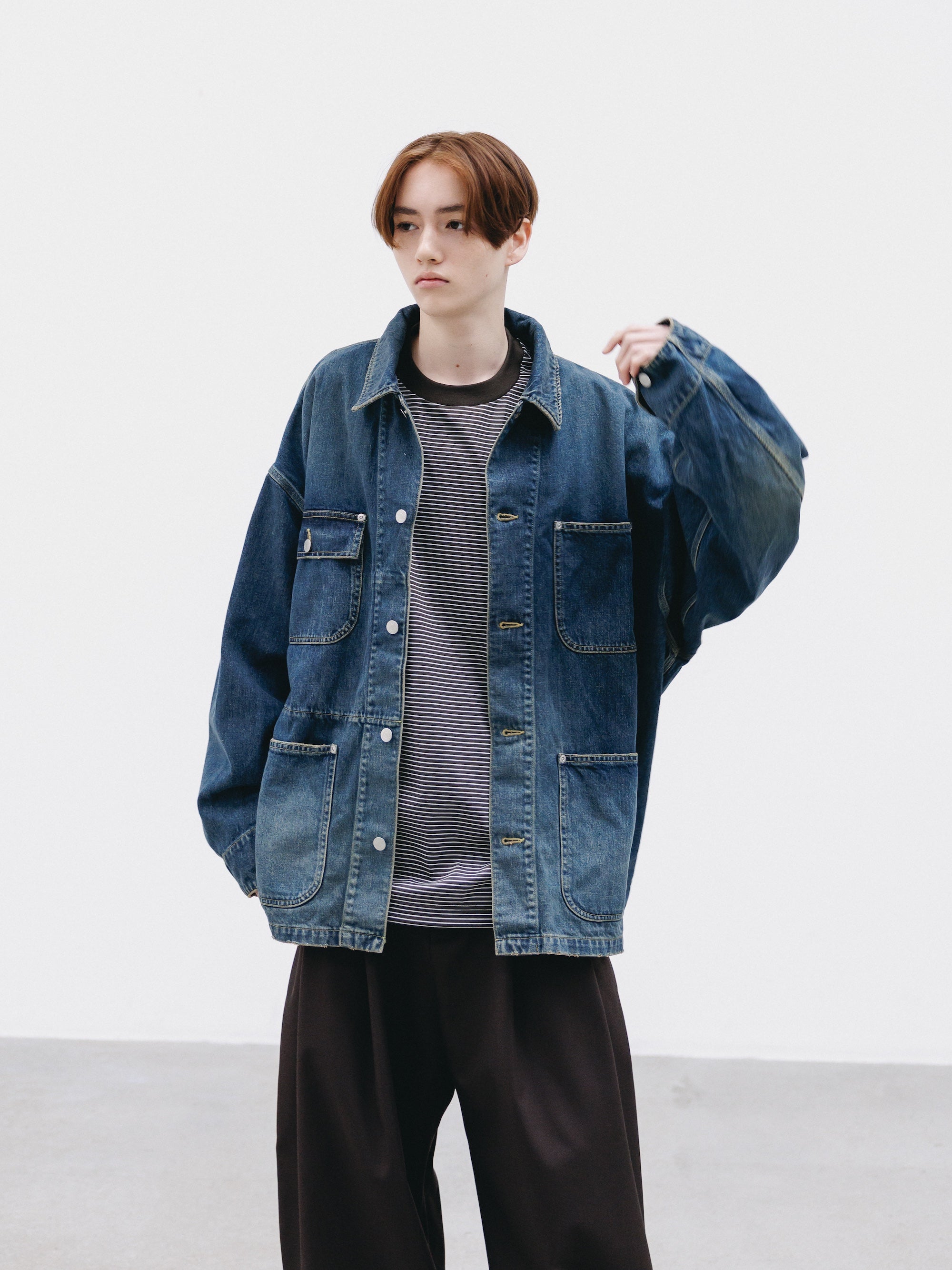 【2.14 SAT 20:00- IN STOCK】VINTAGE DYED SELVEDGE DENIM CITY UTILITY COAT (VINTAGE INDIGO)