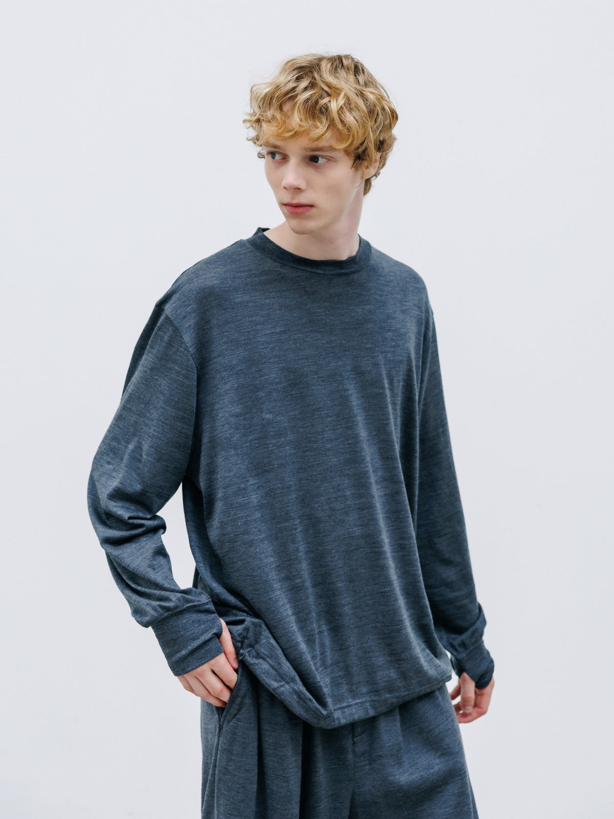 【9.16 WED 20:00- IN STOCK】MERINO WOOL L/S TEE (GRAY)