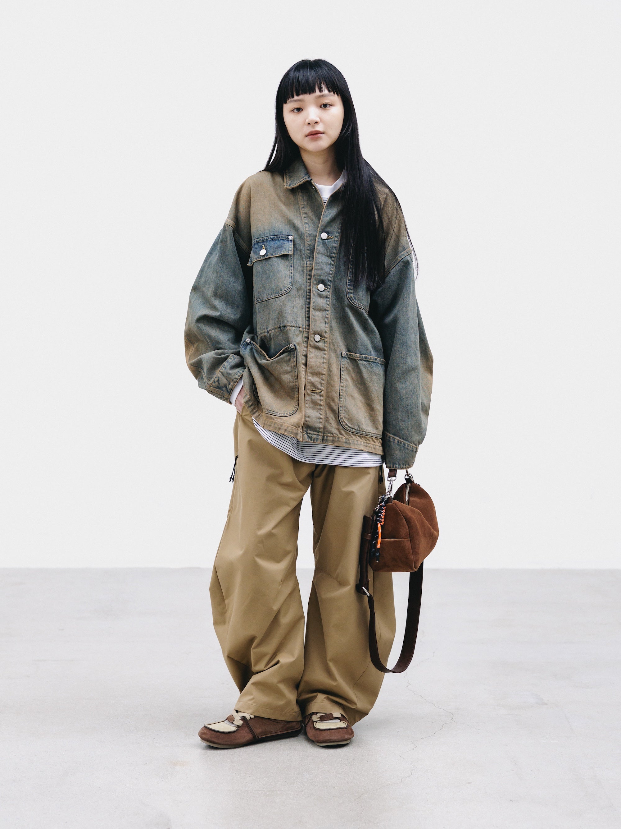 【2.14 SAT 20:00- IN STOCK】VINTAGE DYED SELVEDGE DENIM CITY UTILITY COAT (VINTAGE BEIGE)