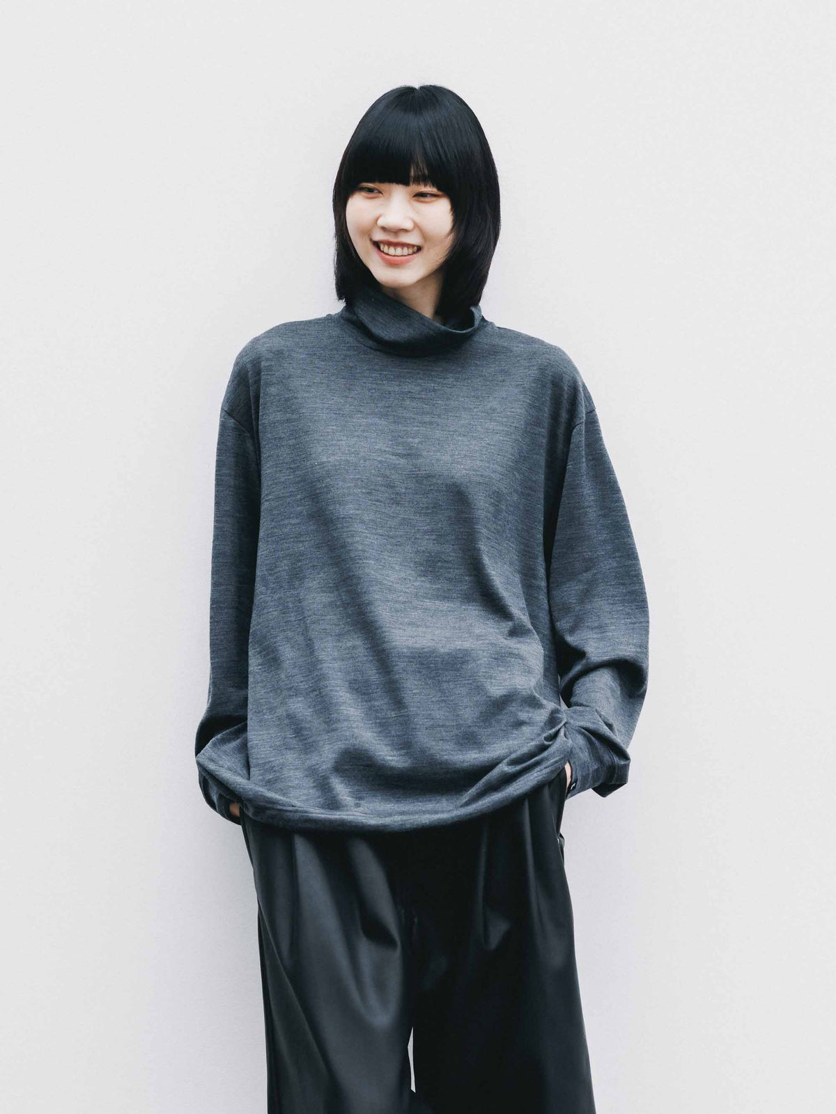 【9.16 WED 20:00- IN STOCK】MERINO WOOL L/S TURTLENECK TEE (GRAY)