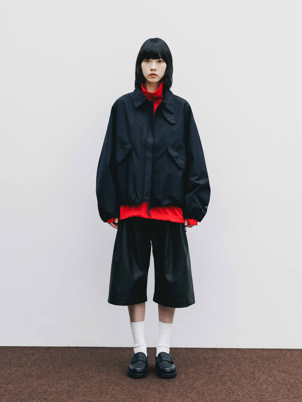 【9.16 WED 20:00- IN STOCK】SYNTHETIC SKIN-TEX CITY BAGGY HALF PANTS (BLACK)