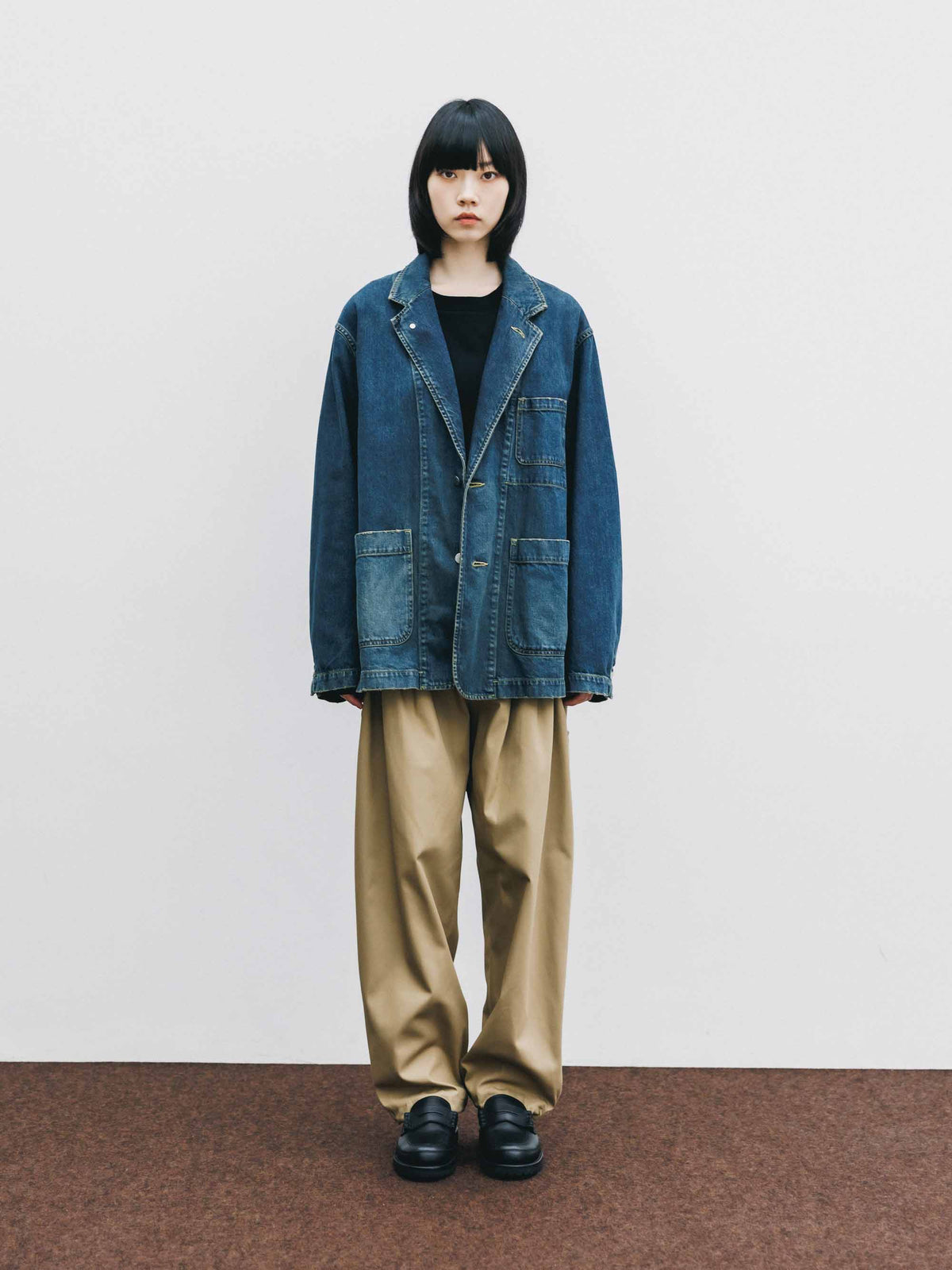 【9.19 SAT 20:00- IN STOCK】T/C GABARDINE CITY UNIFORM WIDE TAPERED PANTS (BEIGE)