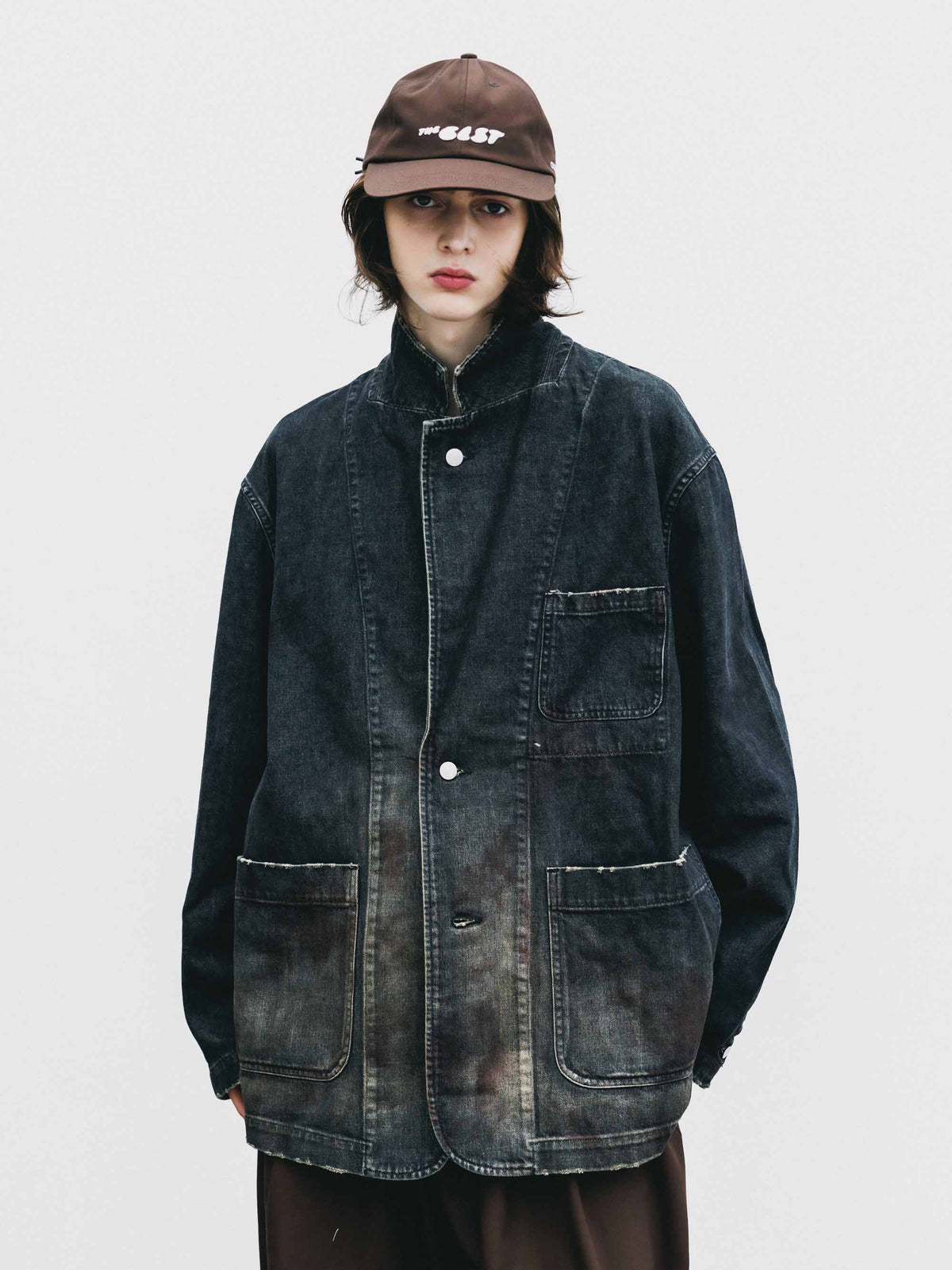 【9.19 SAT 20:00- IN STOCK】VINTAGE DYED SELVEDGE DENIM CITY WORKER TAILORED JACKET (VINTAGE BLACK)