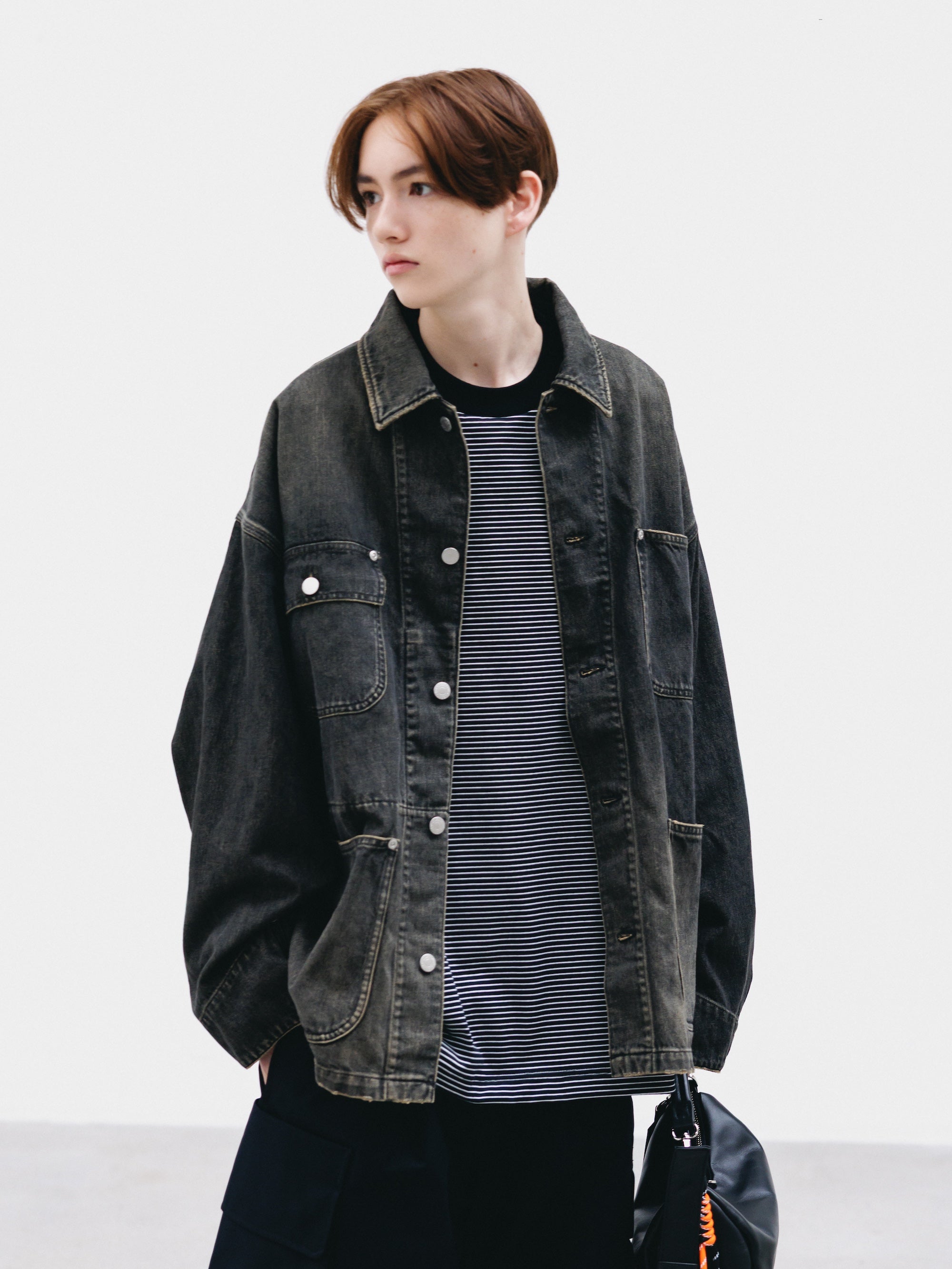 【2.14 SAT 20:00- IN STOCK】VINTAGE DYED SELVEDGE DENIM CITY UTILITY COAT (VINTAGE BLACK)