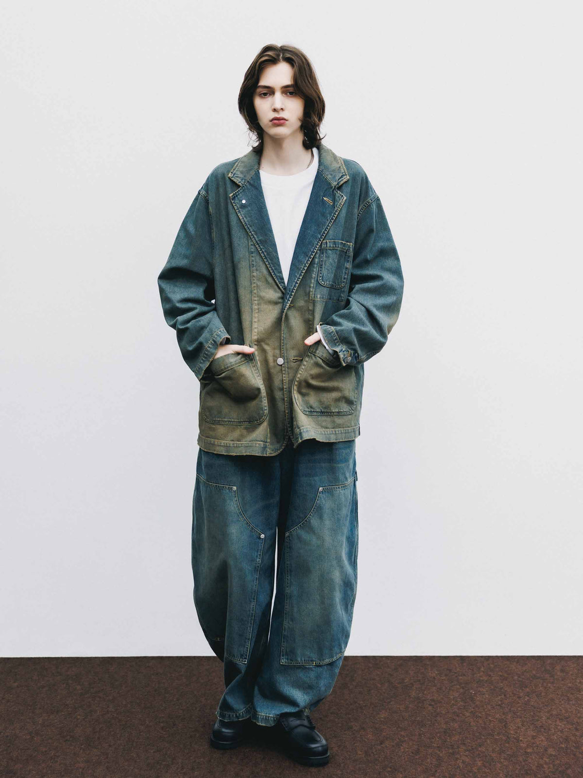 【9.19 SAT 20:00- IN STOCK】VINTAGE DYED SELVEDGE DENIM CITY WORKER TAILORED JACKET (VINTAGE BEIGE)
