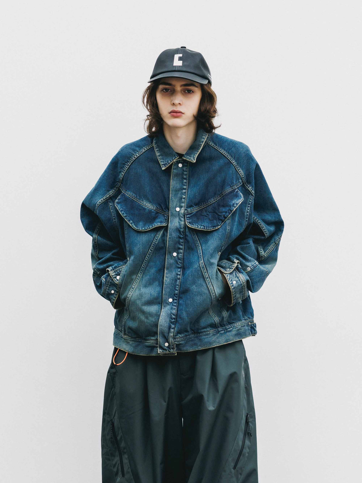 【9.16 WED 20:00- IN STOCK】"C"SYNTHETIC SKIN-TEX CITY CAP (BLACK)