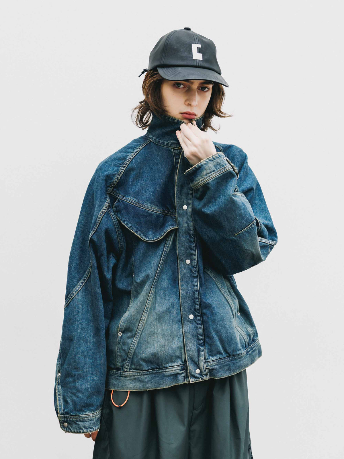 【9.16 WED 20:00- IN STOCK】"C"SYNTHETIC SKIN-TEX CITY CAP (BLACK)