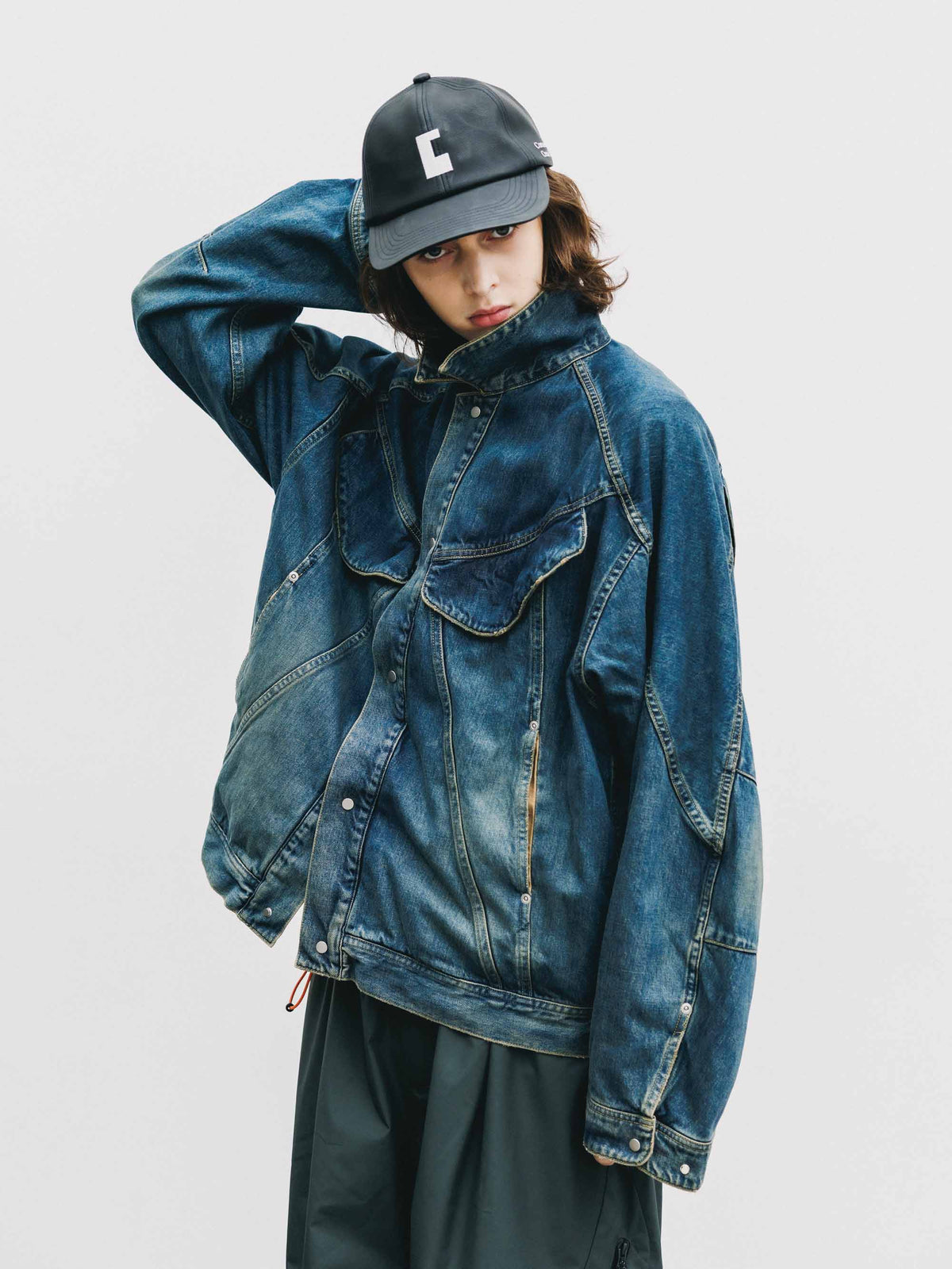 【9.16 WED 20:00- IN STOCK】"C"SYNTHETIC SKIN-TEX CITY CAP (BLACK)