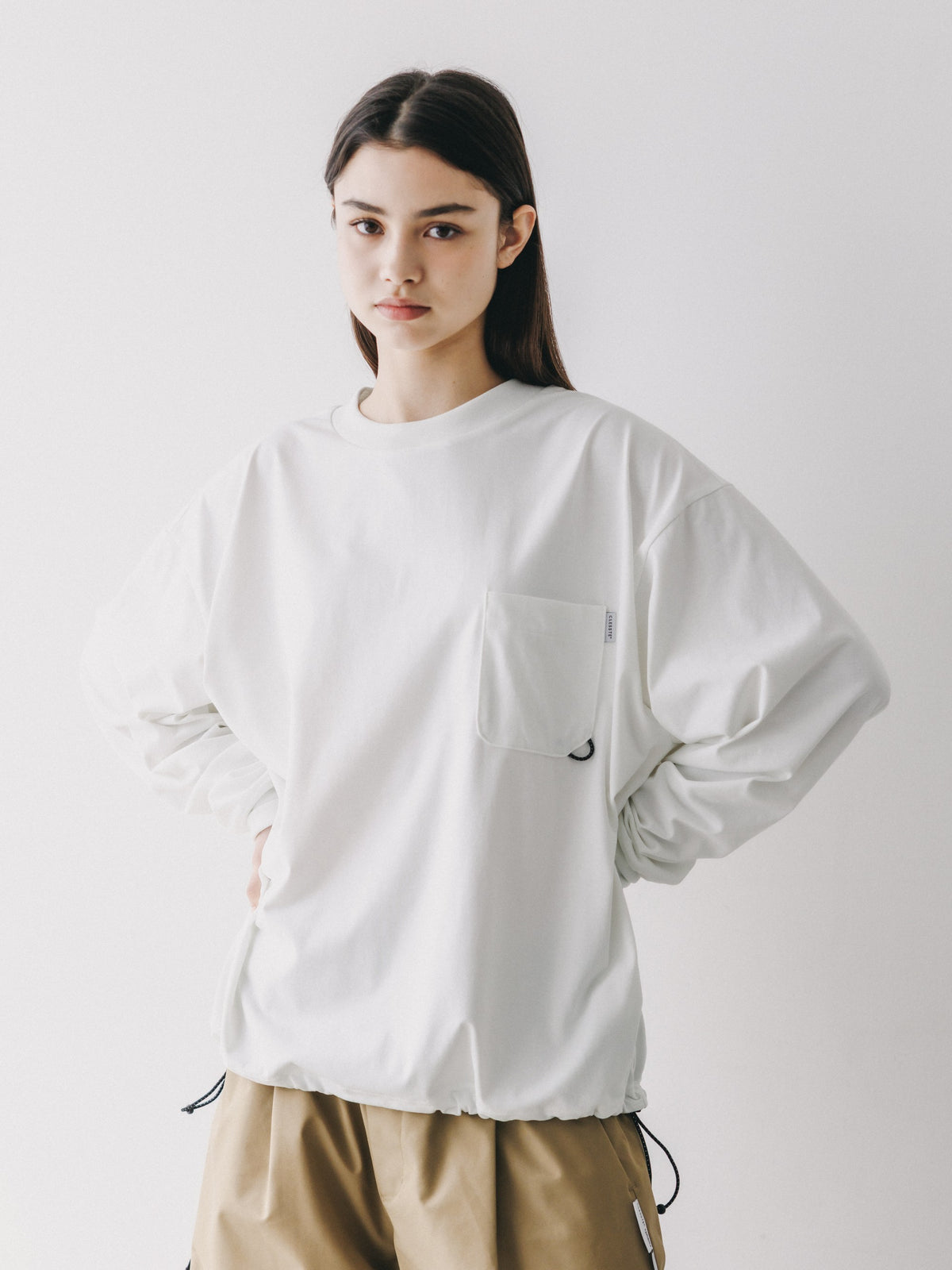 【10.17 SAT 20:00- IN STOCK】 TECH POCKET L/S T-SHIRT (WHITE)