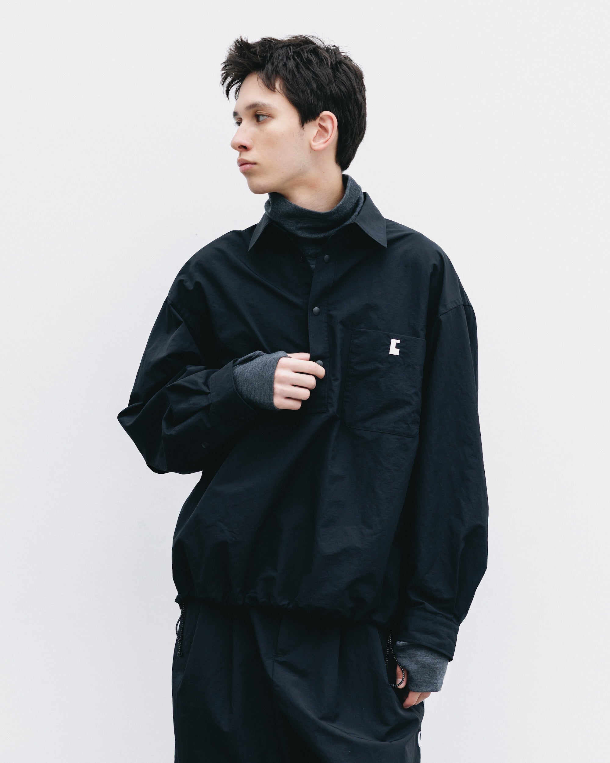 【10.25 SAT 20:00- IN STOCK】ACTIVE CITY UNIFORM L/S PULLOVER SHIRT (BLACK)