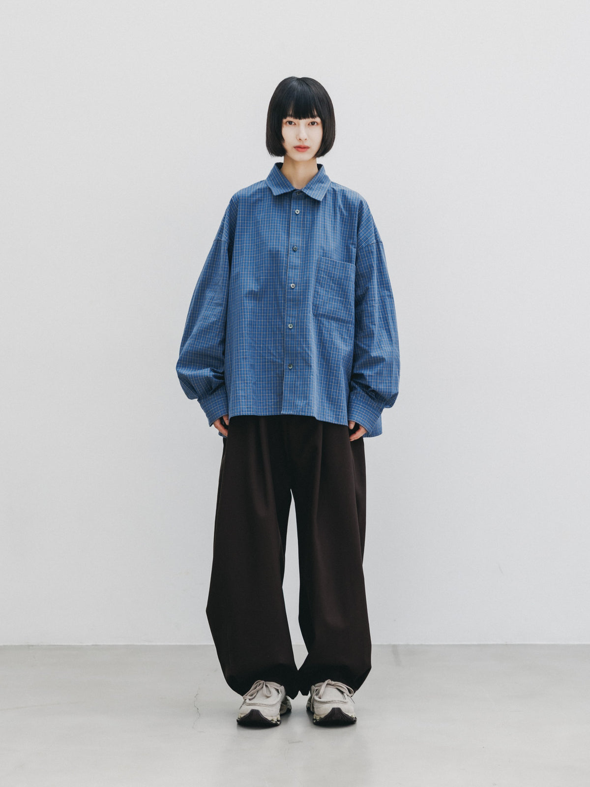 【10.14 WED 20:00- IN STOCK】 MINI CHECK EVERYDAY BOX FIT L/S SHIRT (BLUE MINI CHECK)
