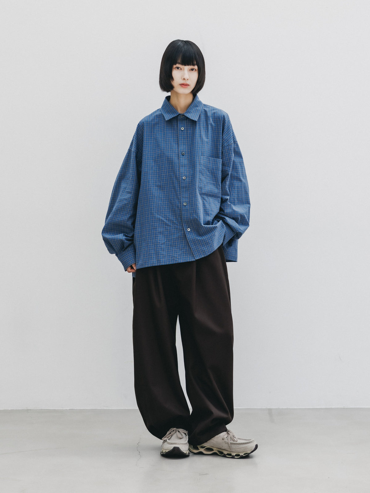 【10.14 WED 20:00- IN STOCK】 MINI CHECK EVERYDAY BOX FIT L/S SHIRT (BLUE MINI CHECK)