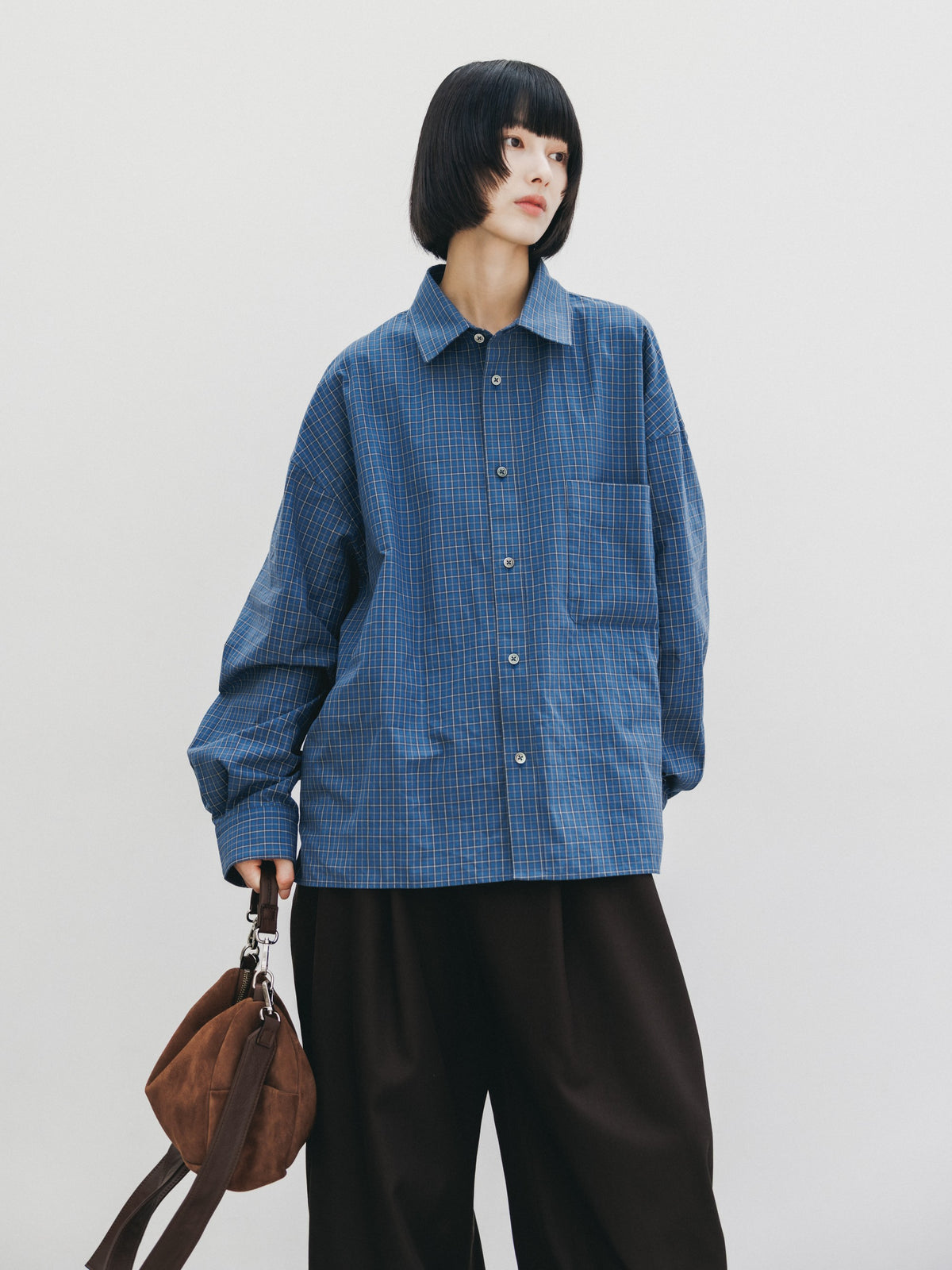 【10.14 WED 20:00- IN STOCK】 MINI CHECK EVERYDAY BOX FIT L/S SHIRT (BLUE MINI CHECK)
